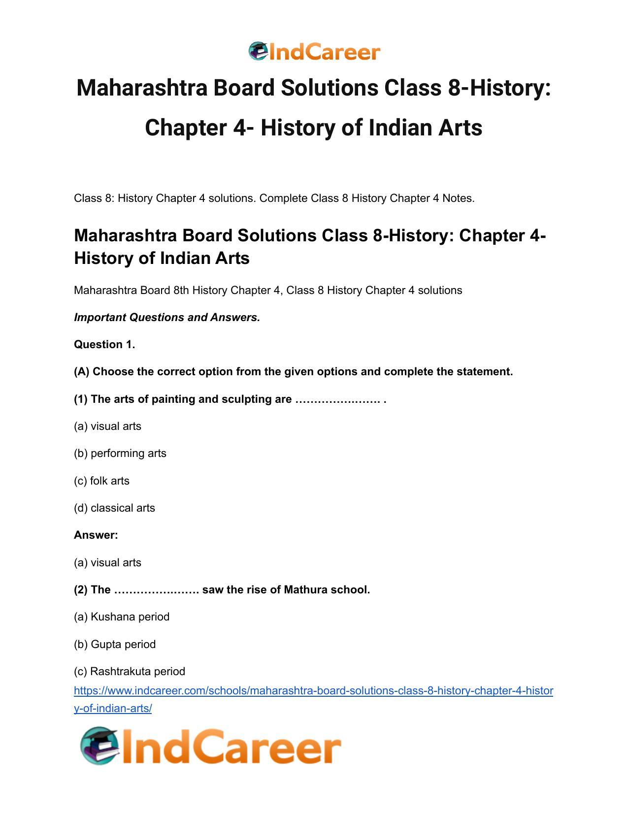 Maharashtra Board Solutions Class 8-History: Chapter 4- History of Indian Arts - Page 2