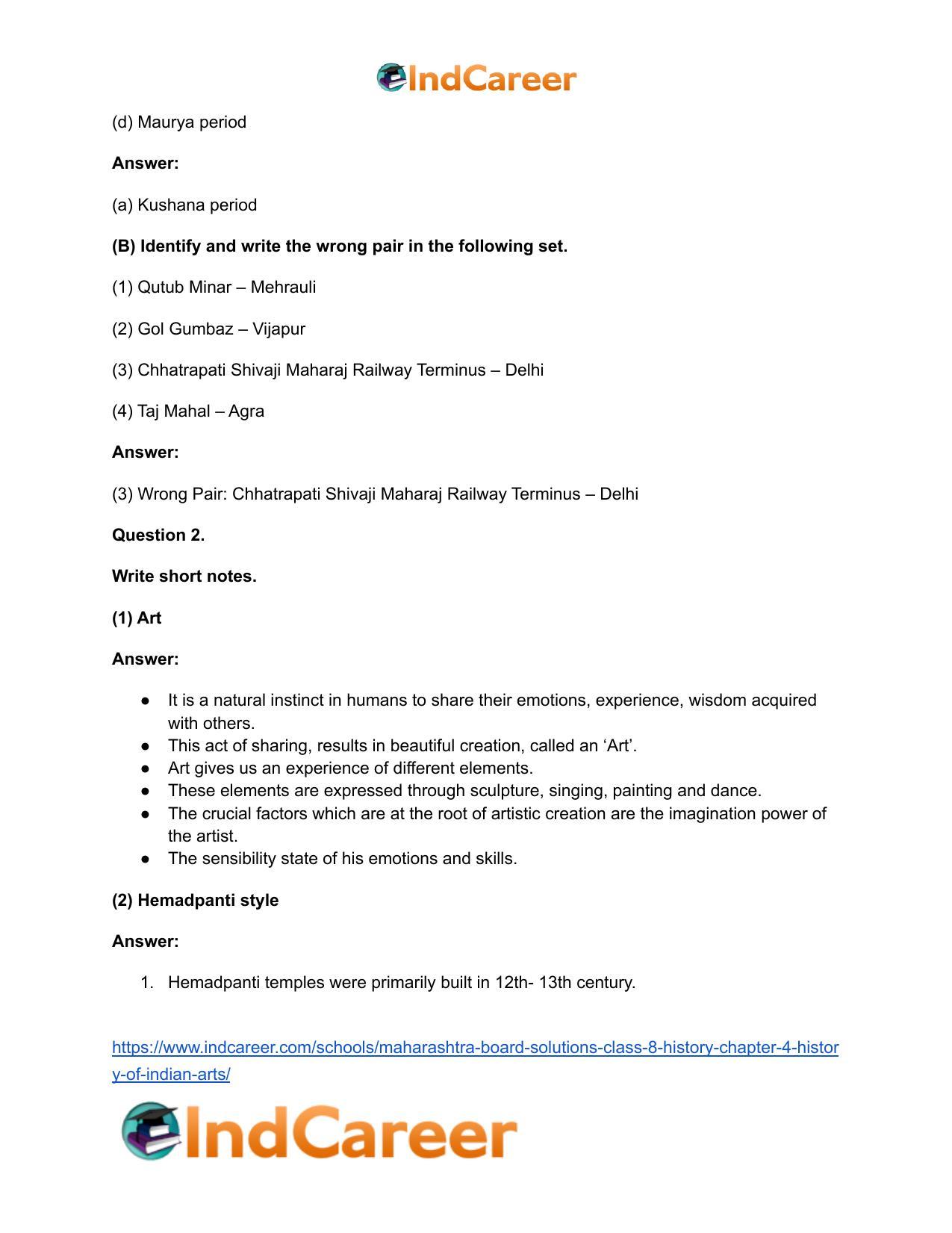 Maharashtra Board Solutions Class 8-History: Chapter 4- History of Indian Arts - Page 3