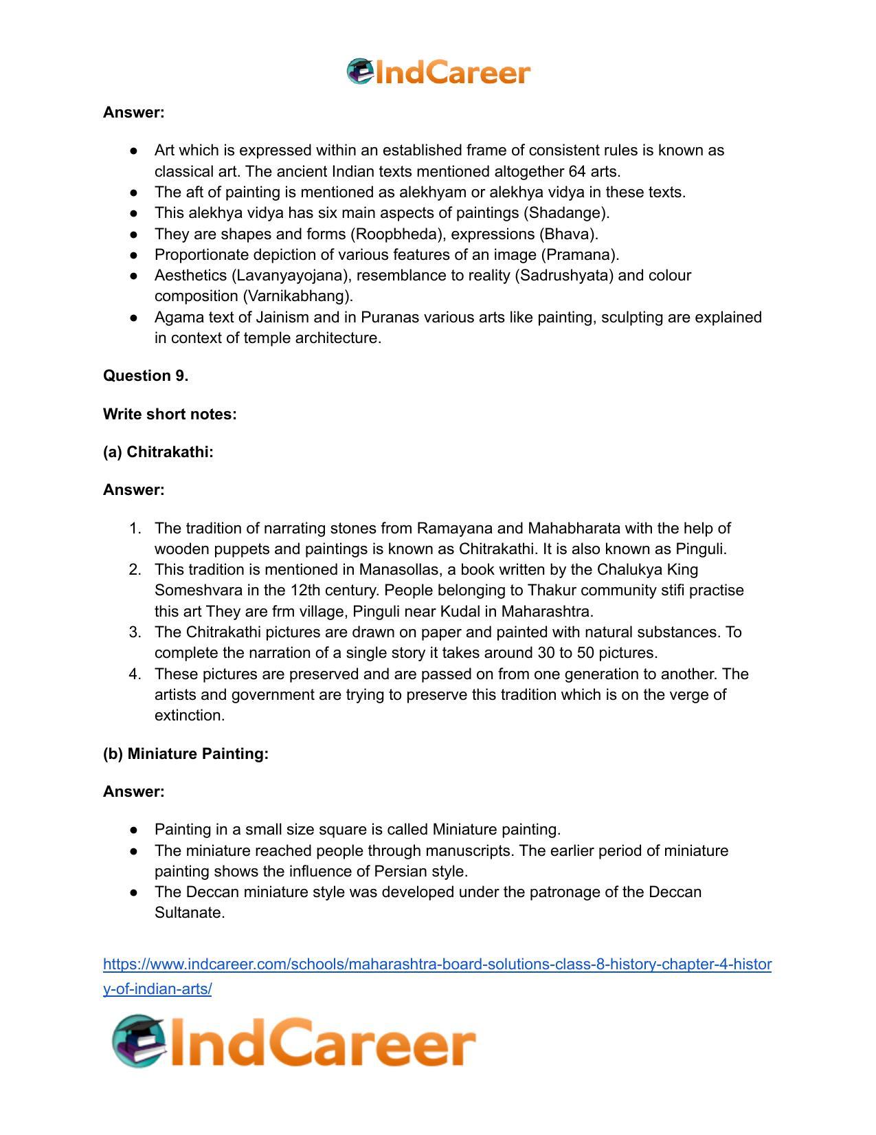Maharashtra Board Solutions Class 8-History: Chapter 4- History of Indian Arts - Page 26