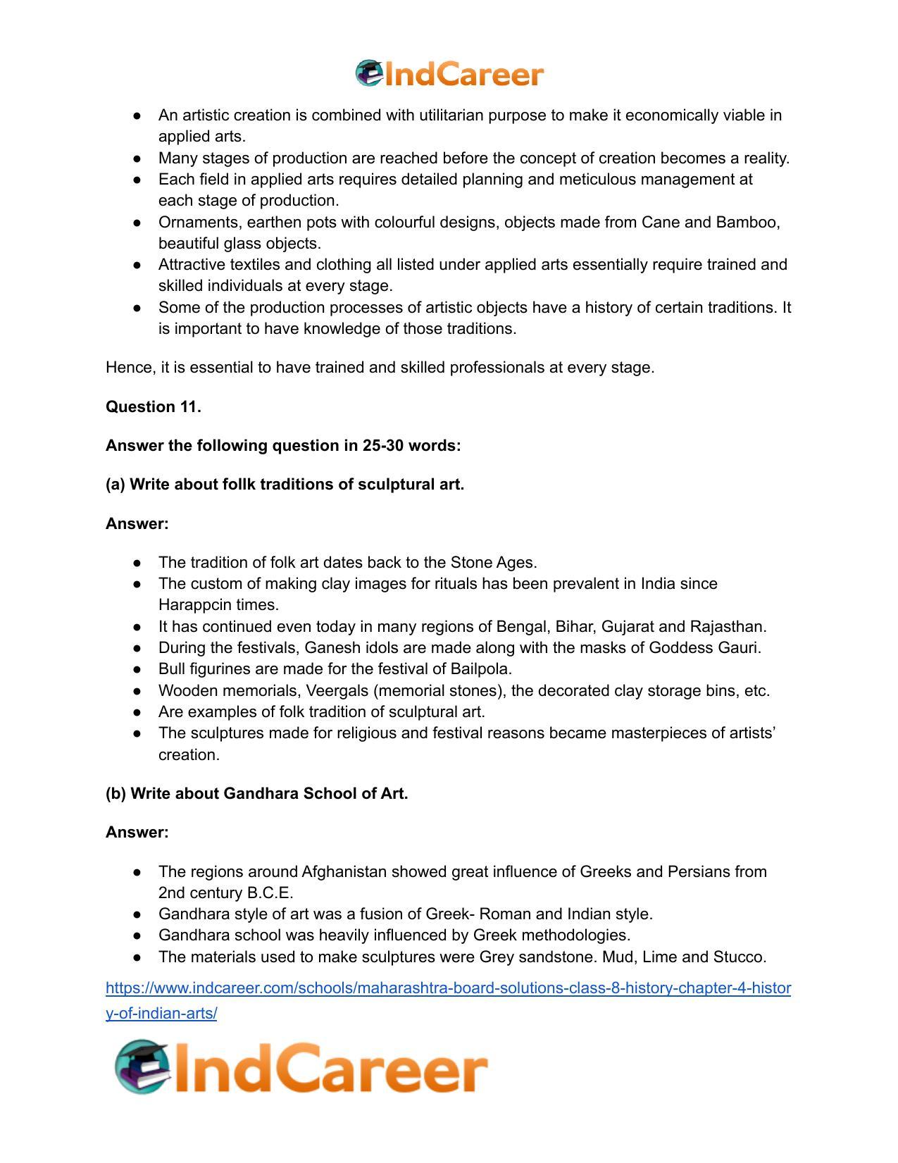 Maharashtra Board Solutions Class 8-History: Chapter 4- History of Indian Arts - Page 29