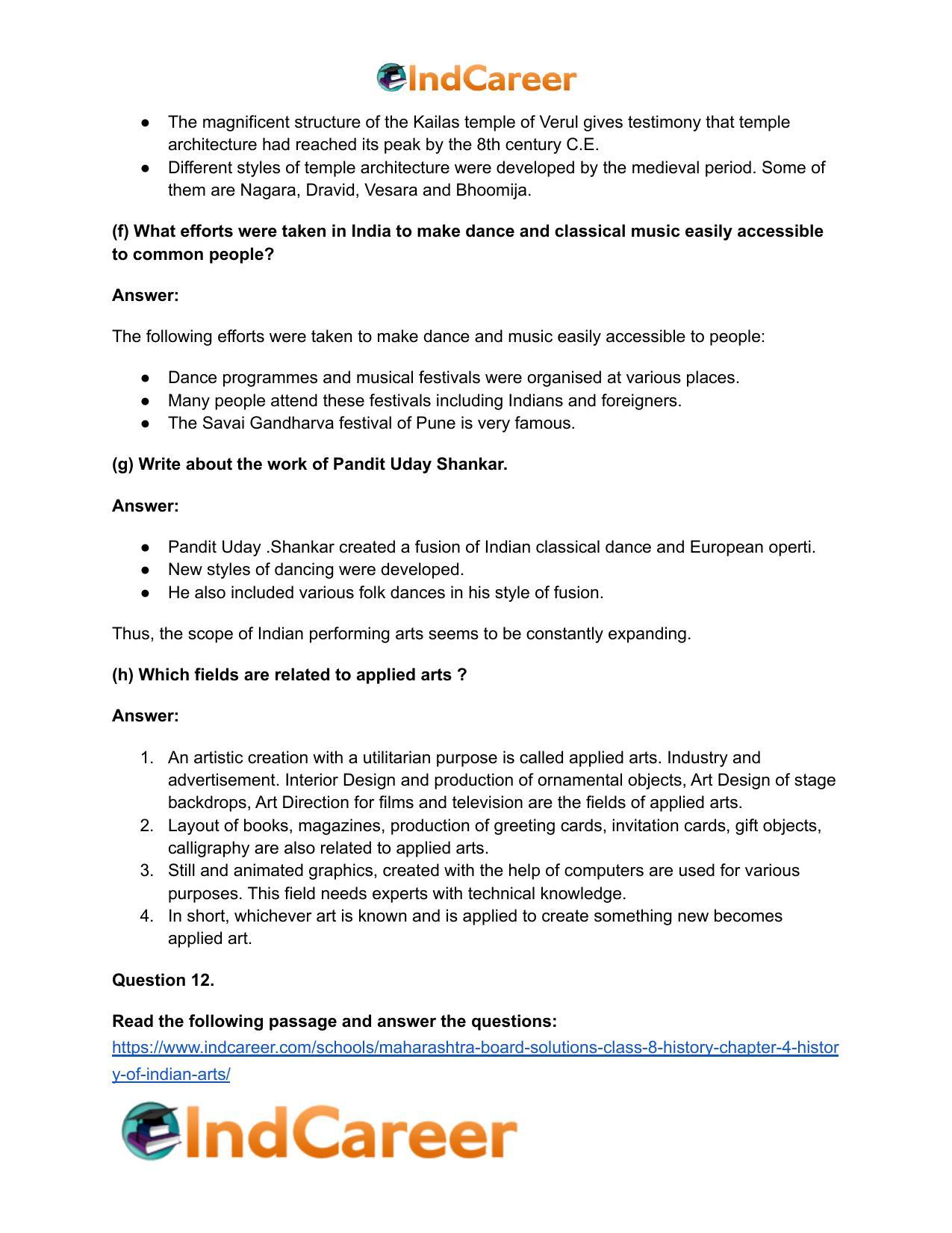 Maharashtra Board Solutions Class 8-History: Chapter 4- History of Indian Arts - Page 31