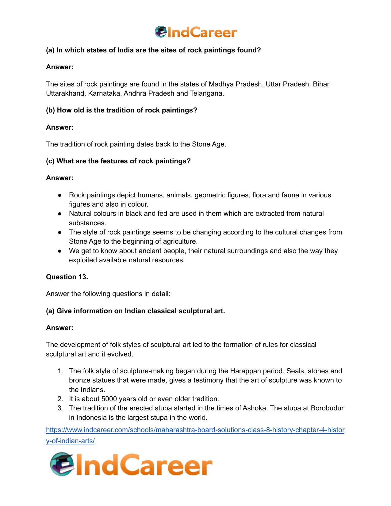 Maharashtra Board Solutions Class 8-History: Chapter 4- History of Indian Arts - Page 32