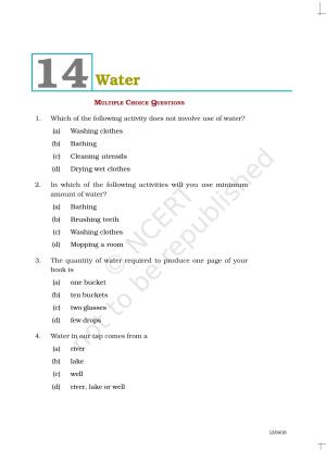 NCERT Exemplar Book for Class 6 Science: Chapter 14-Water