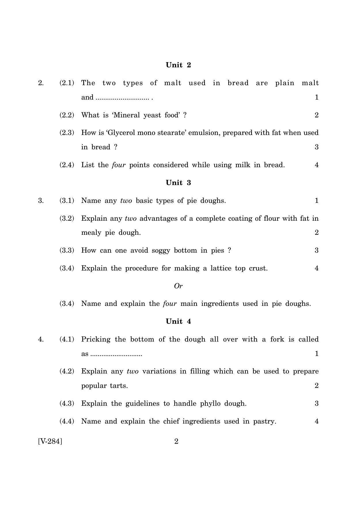 Goa Board Class 12 Bakery (March 2019) Question Paper - Page 2