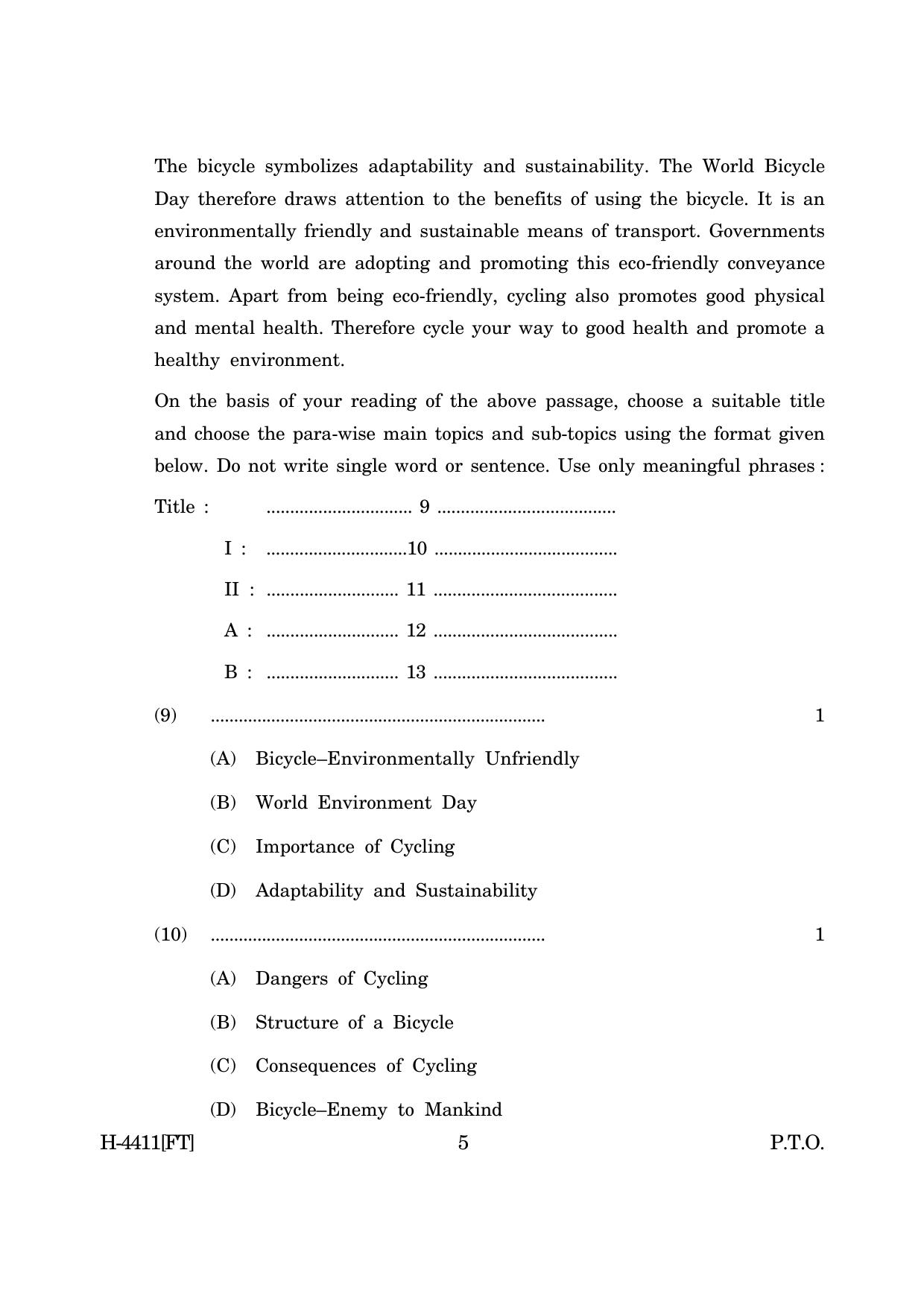 Goa Board Class 12 English I (November 2022) Question Paper - Page 5