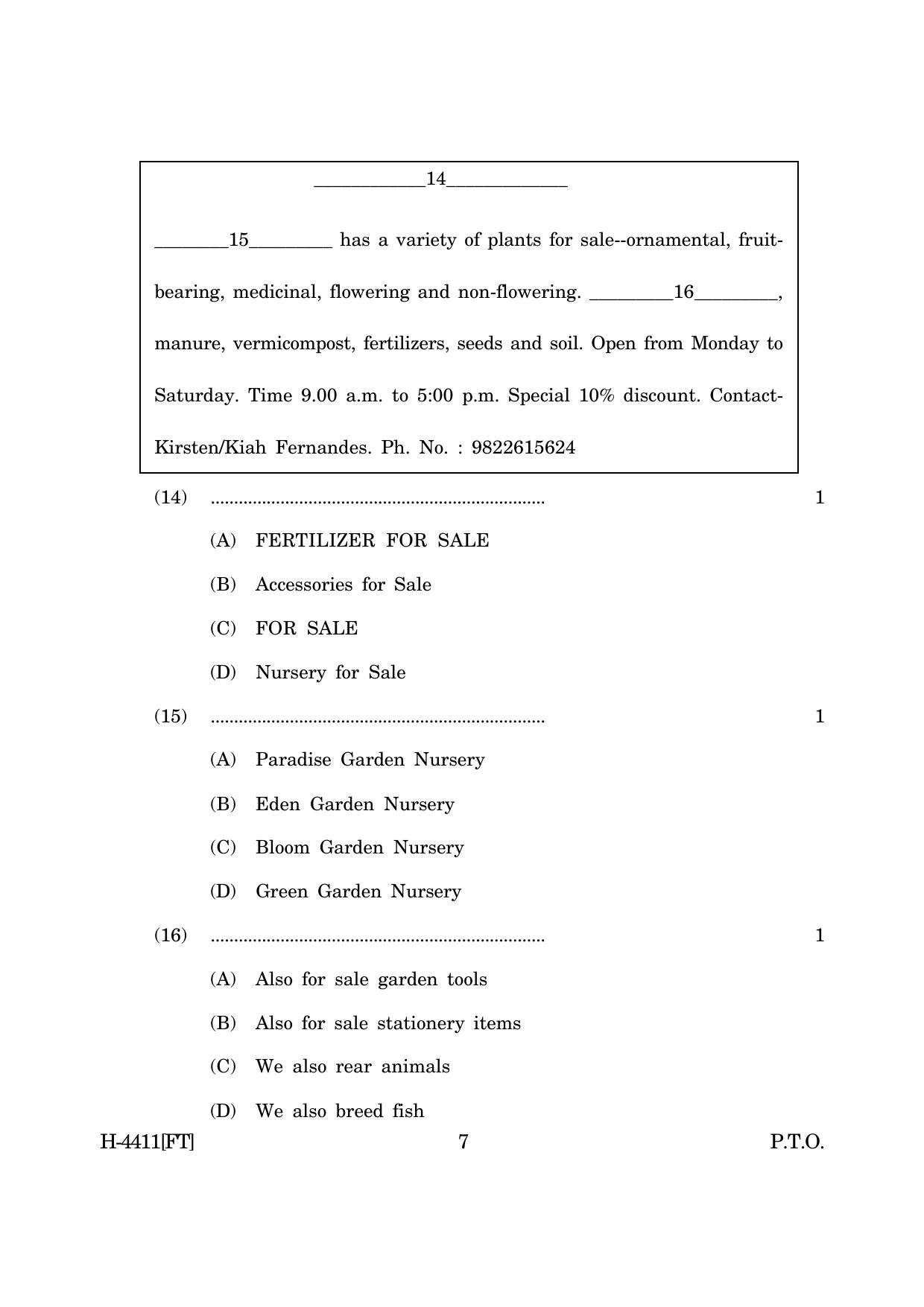 Goa Board Class 12 English I (November 2022) Question Paper - Page 7