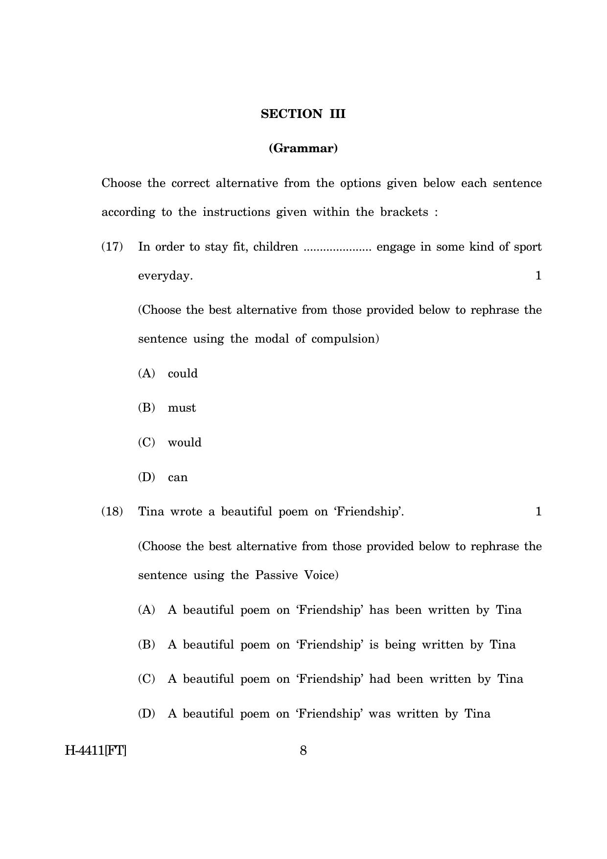 Goa Board Class 12 English I (November 2022) Question Paper - Page 8