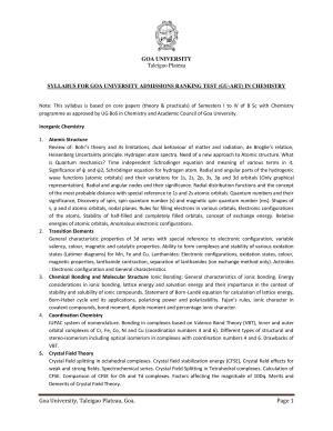 GU ART Chemistry Syllabus