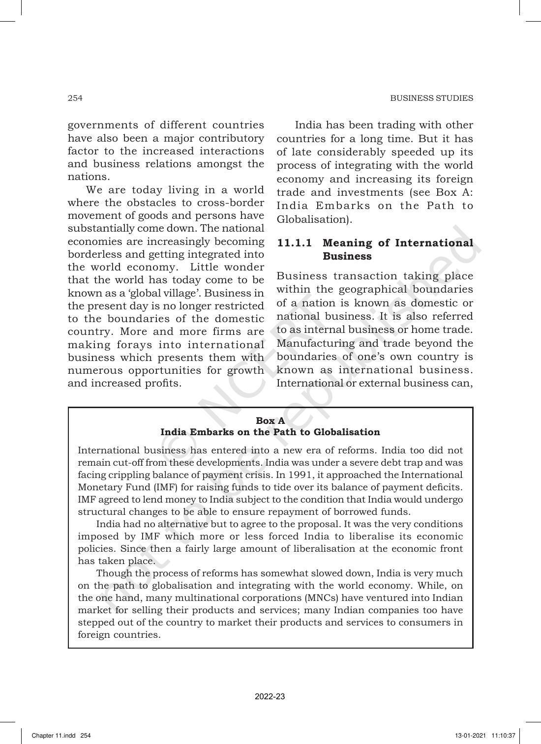 NCERT Book for Class 11 Business Studies Chapter 11 International Business-I - Page 3