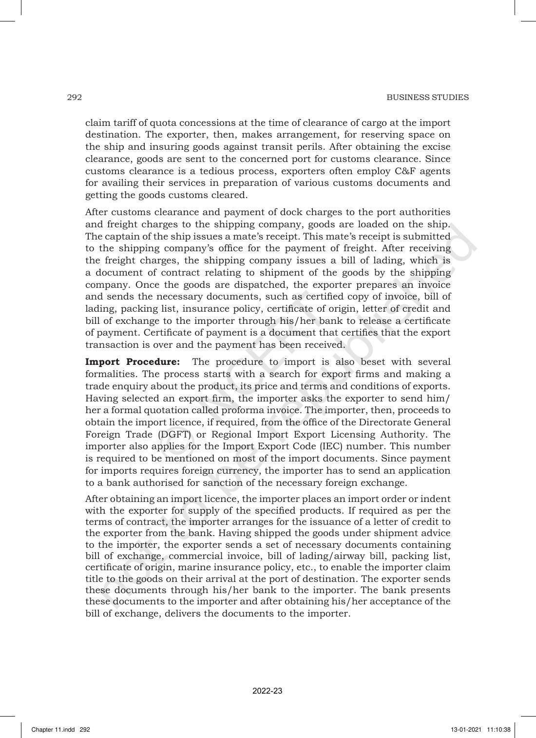 NCERT Book for Class 11 Business Studies Chapter 11 International Business-I - Page 41