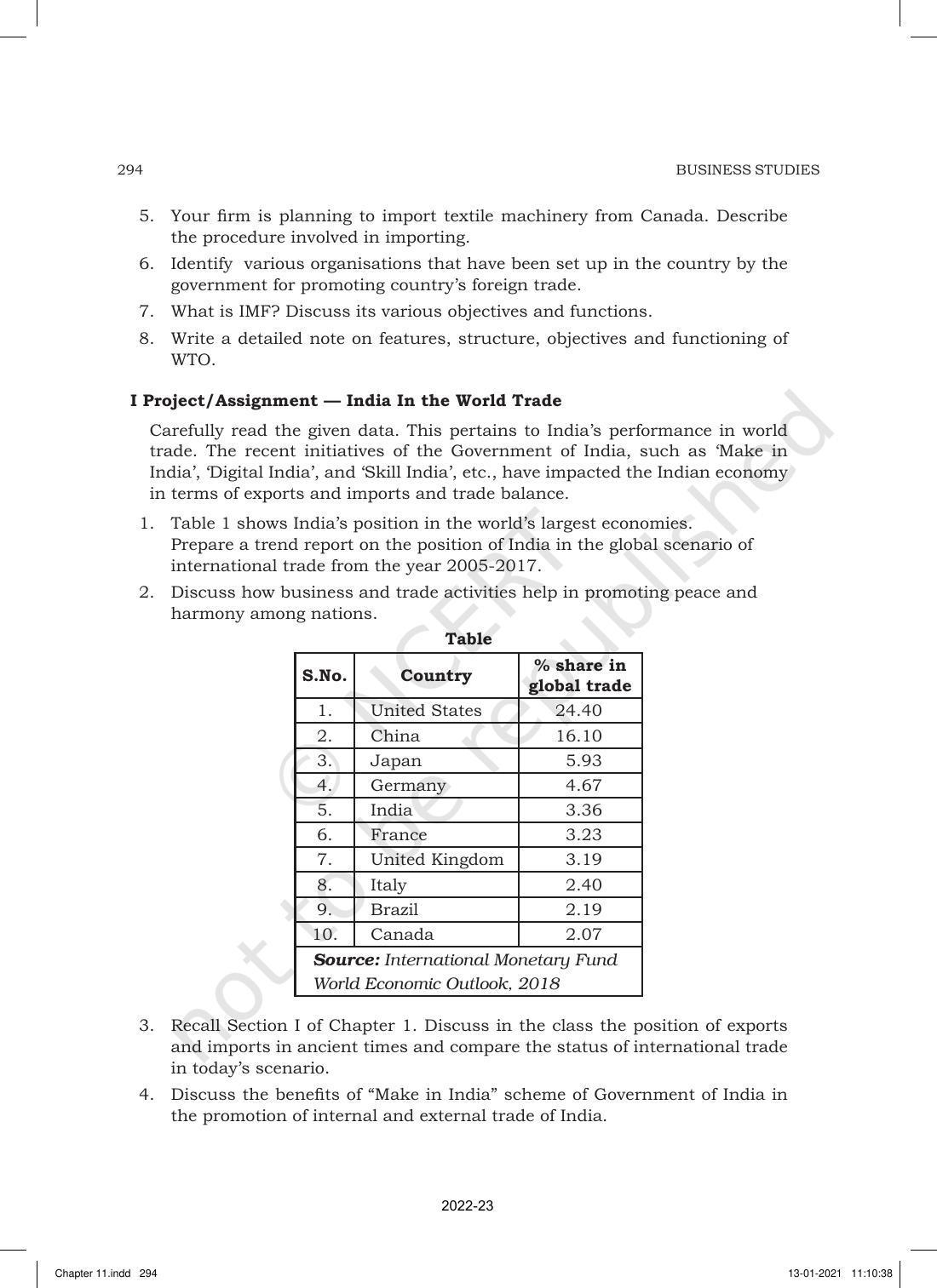 NCERT Book for Class 11 Business Studies Chapter 11 International Business-I - Page 43