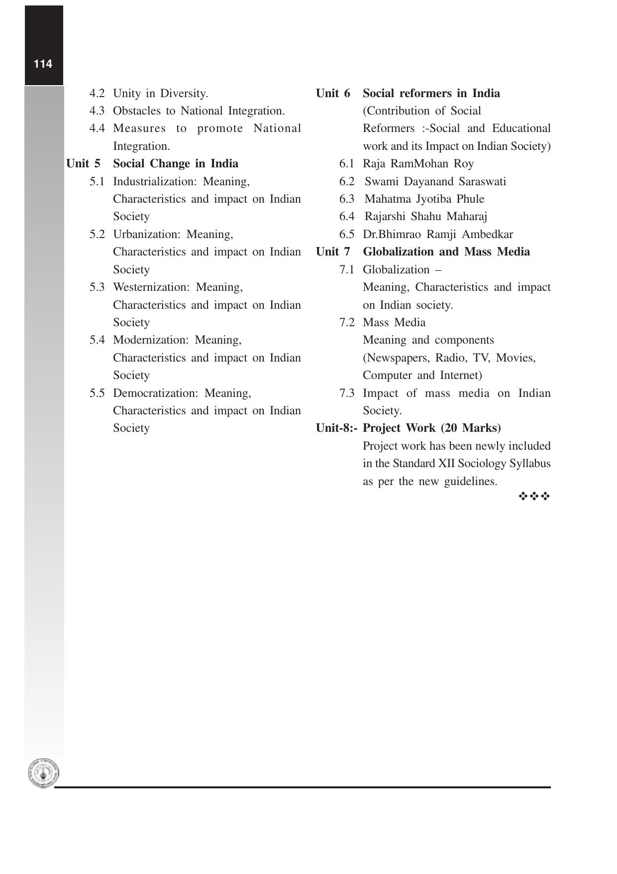 Maharashtra HSC Sociology Syllabus  - Page 4
