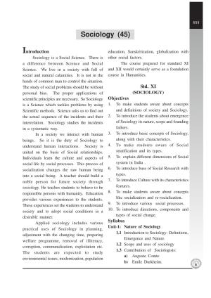 Maharashtra HSC Sociology Syllabus 