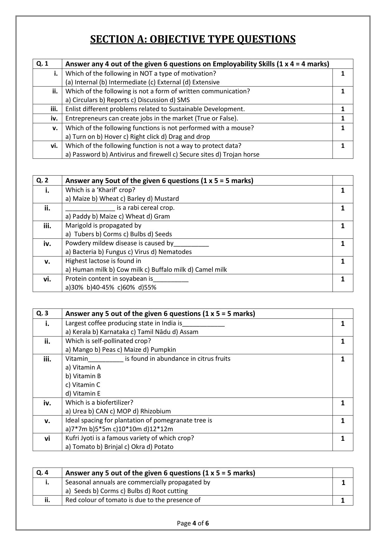 CBSE Class 10 (Skill Education) Agriculture 2024 Sample Paper - Page 4