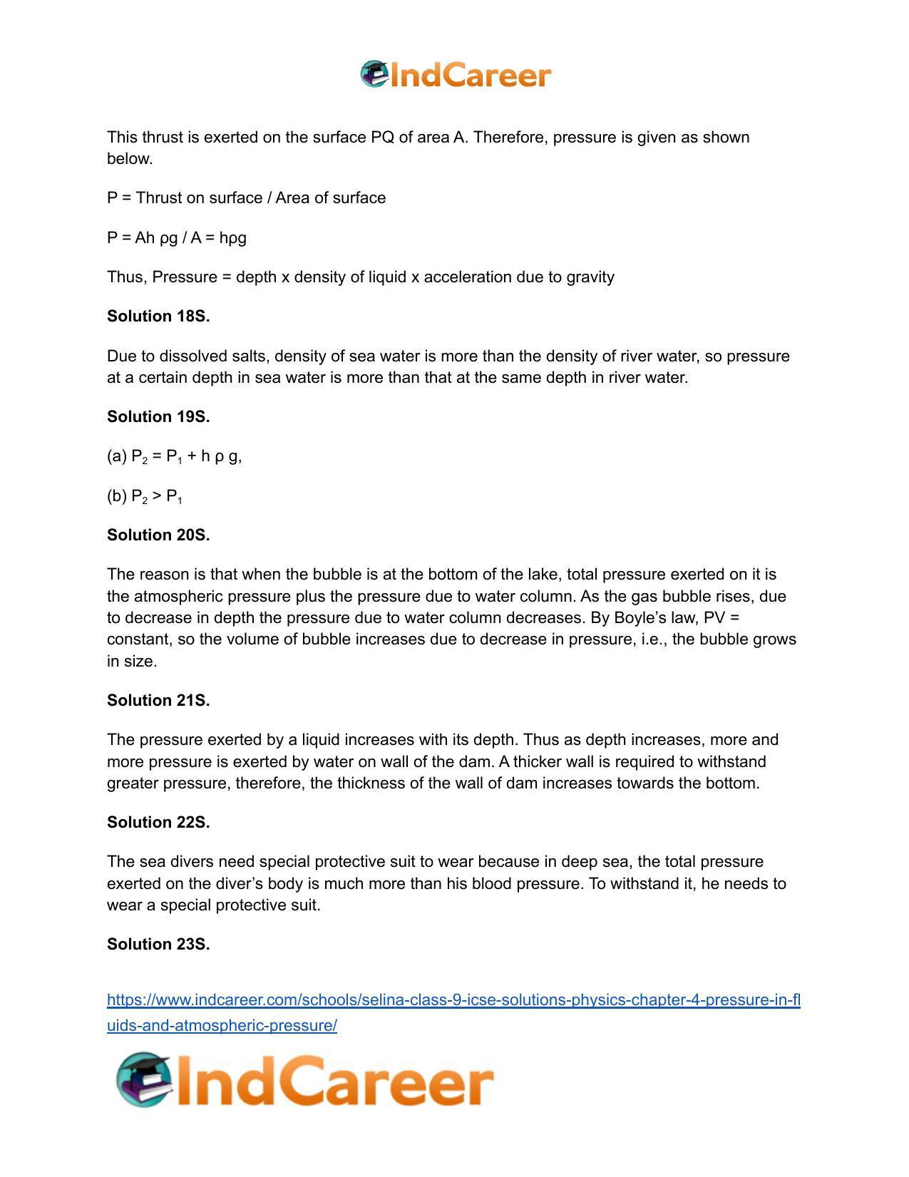 Selina Class 9 ICSE Solutions Physics : Chapter 4- Pressure in Fluids and Atmospheric Pressure - Page 6