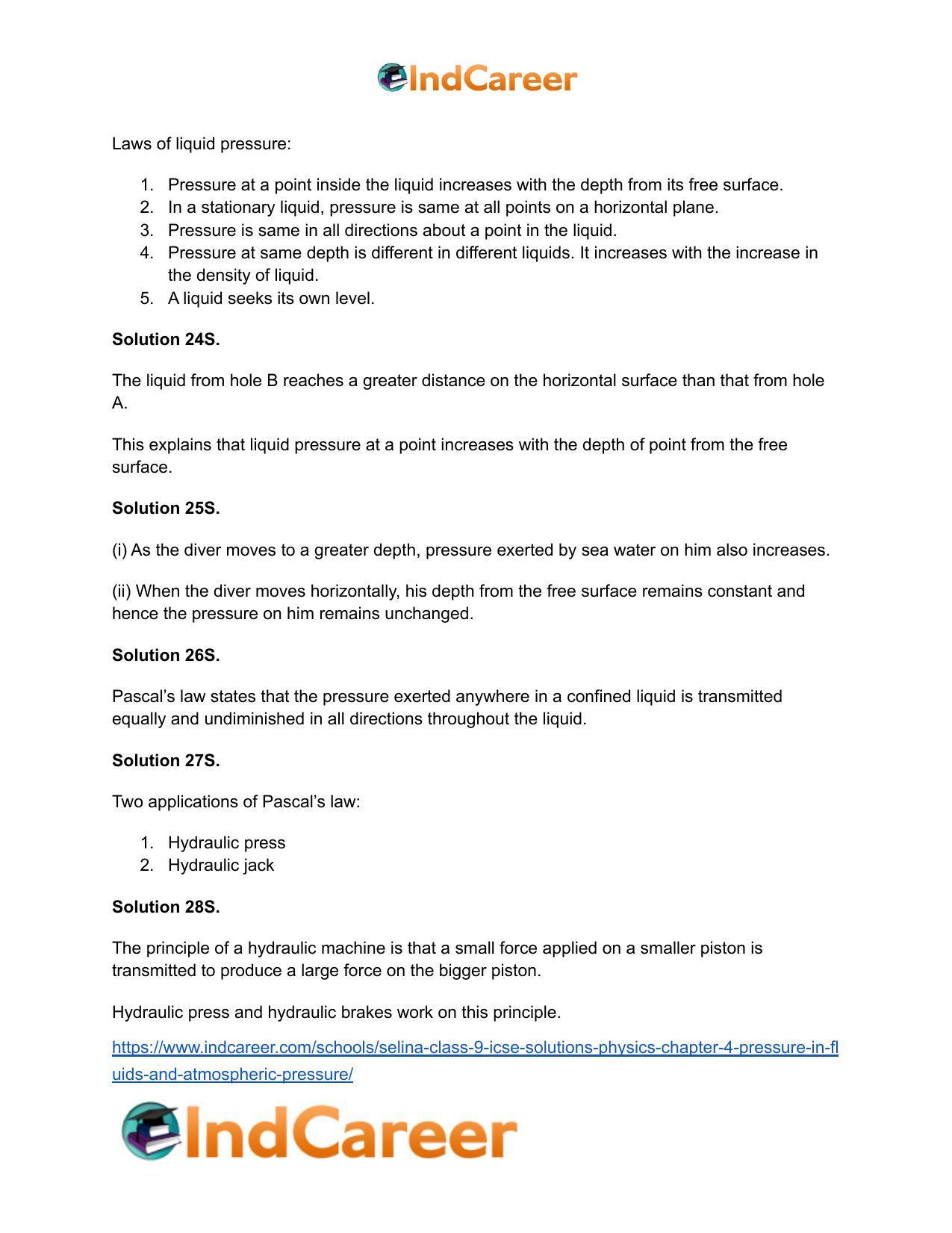 Selina Class 9 ICSE Solutions Physics : Chapter 4- Pressure in Fluids and Atmospheric Pressure - Page 7