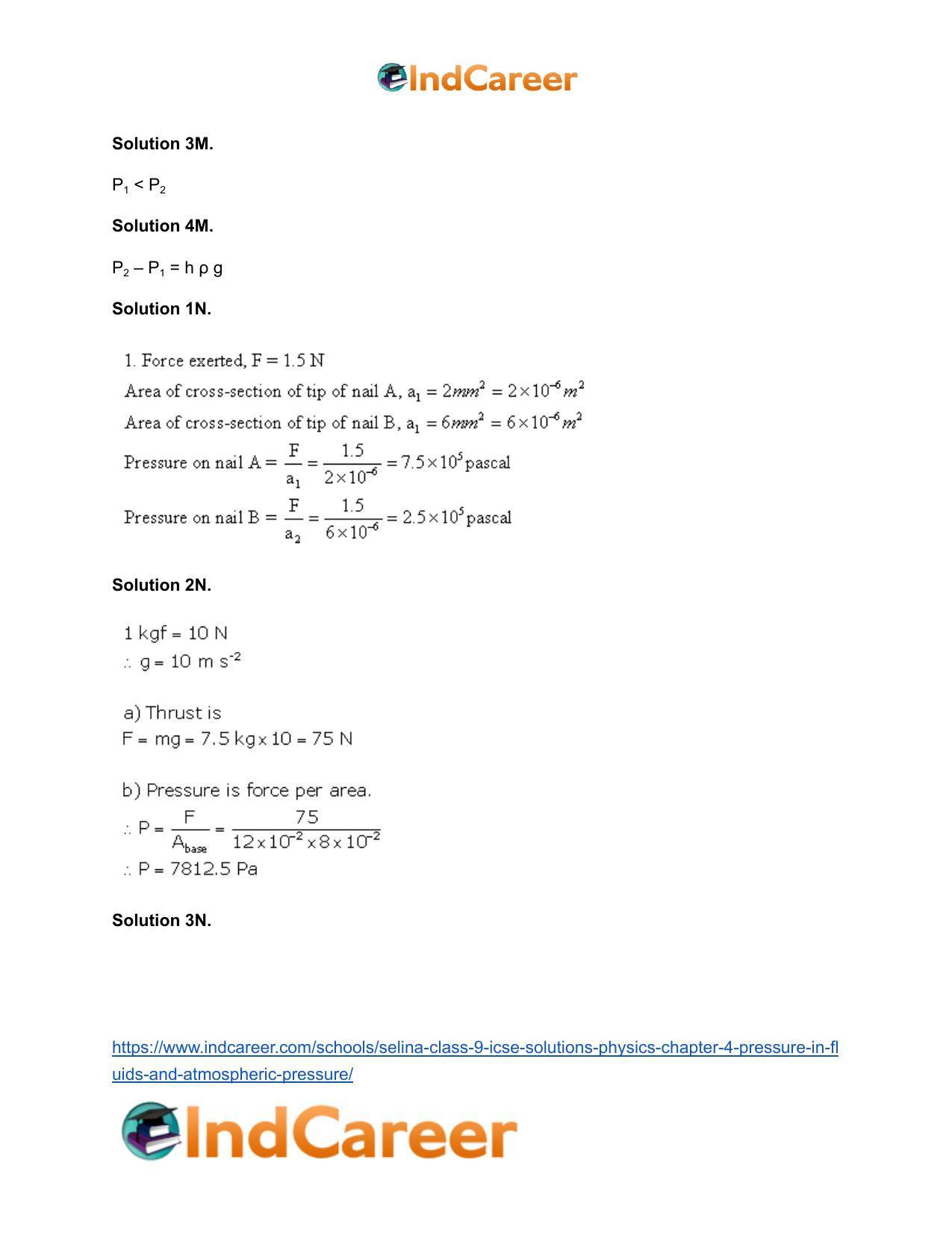 Selina Class 9 ICSE Solutions Physics : Chapter 4- Pressure in Fluids and Atmospheric Pressure - Page 10