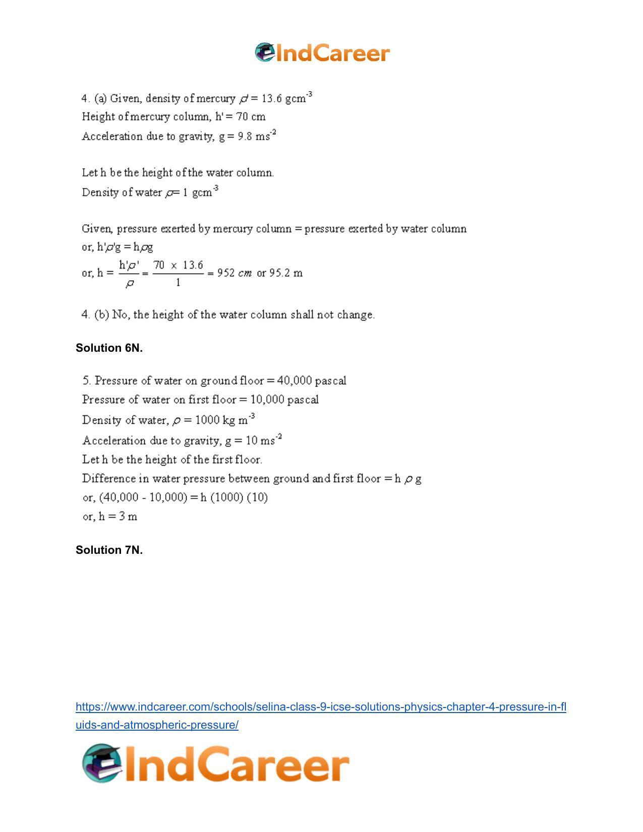 Selina Class 9 ICSE Solutions Physics : Chapter 4- Pressure in Fluids and Atmospheric Pressure - Page 12