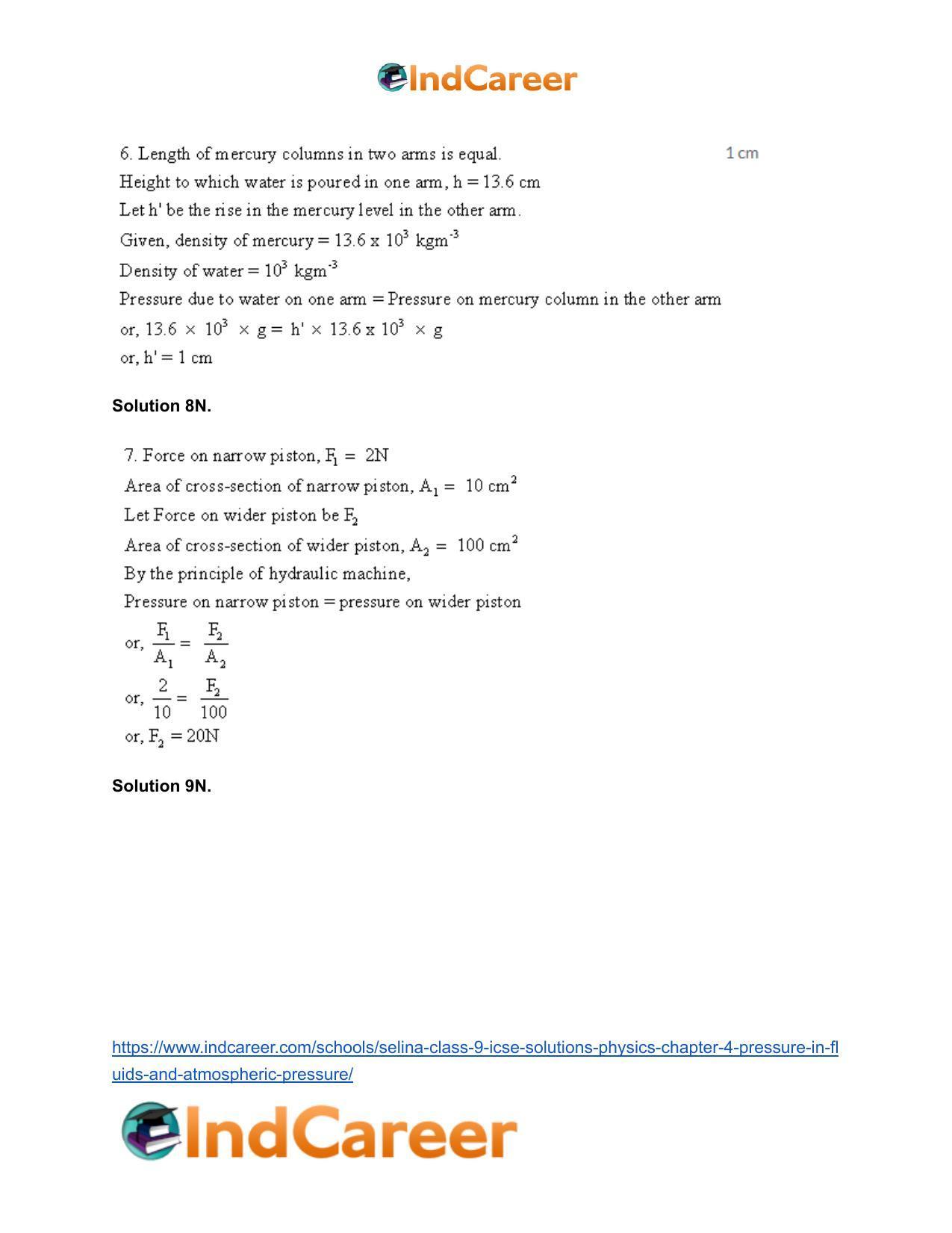 Selina Class 9 ICSE Solutions Physics : Chapter 4- Pressure in Fluids and Atmospheric Pressure - Page 13