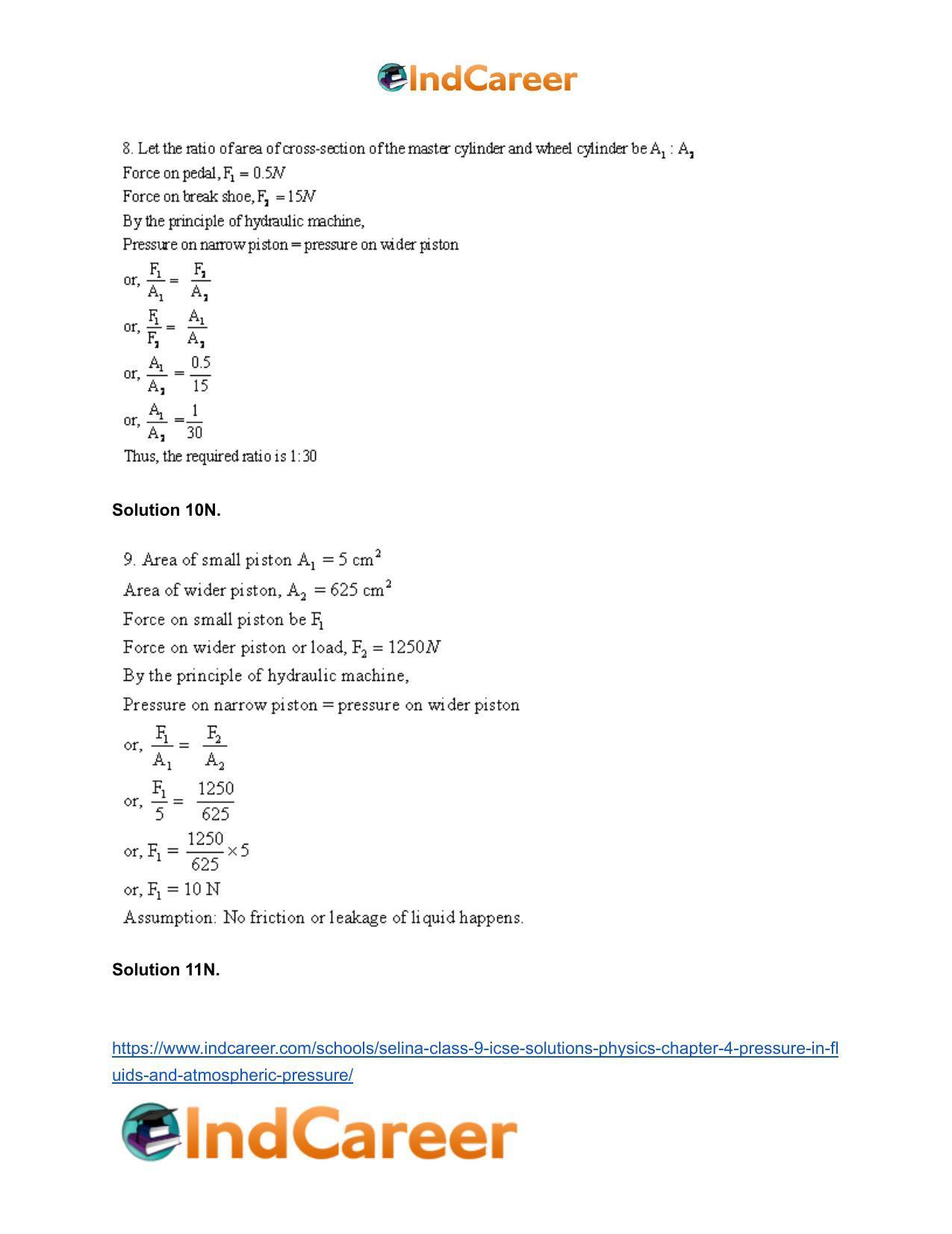 Selina Class 9 ICSE Solutions Physics : Chapter 4- Pressure in Fluids and Atmospheric Pressure - Page 14