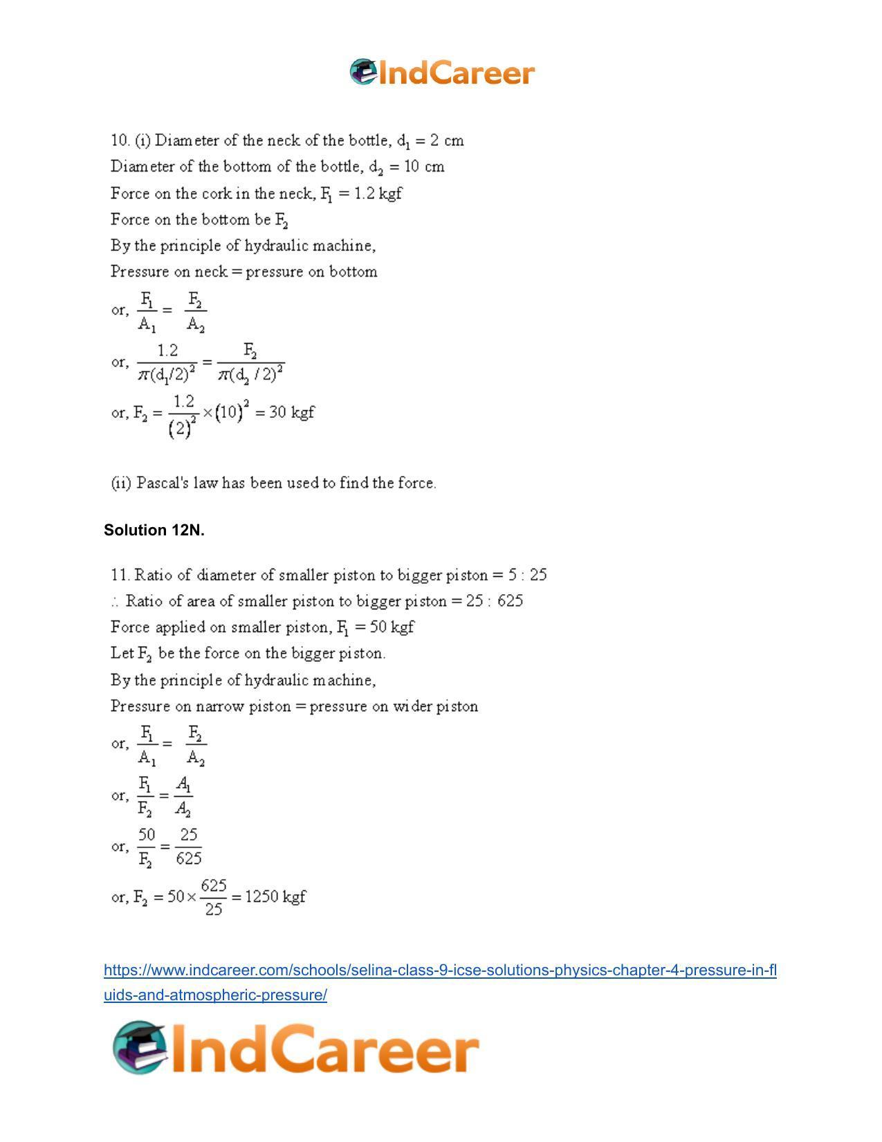 Selina Class 9 ICSE Solutions Physics : Chapter 4- Pressure in Fluids and Atmospheric Pressure - Page 15