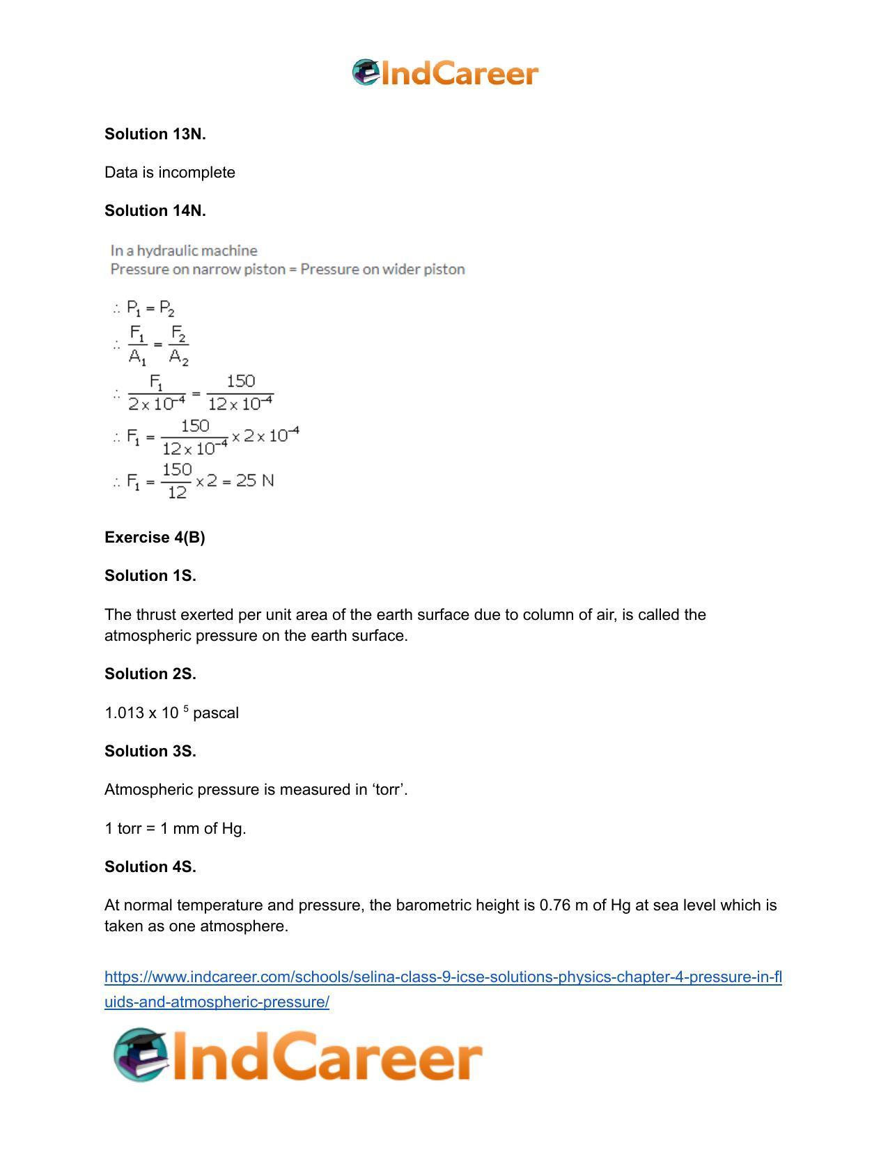 Selina Class 9 ICSE Solutions Physics : Chapter 4- Pressure in Fluids and Atmospheric Pressure - Page 16