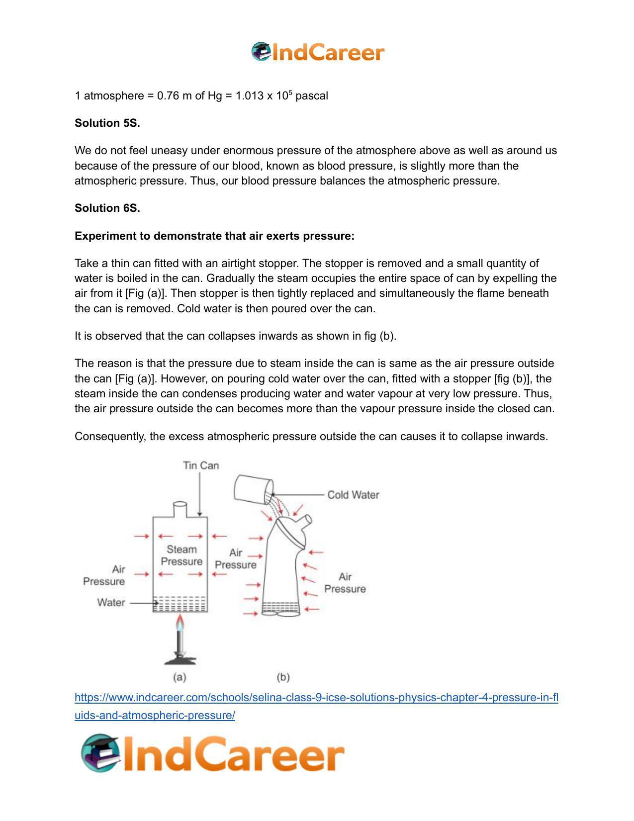 Selina Class 9 ICSE Solutions Physics : Chapter 4- Pressure in Fluids and Atmospheric Pressure - Page 17