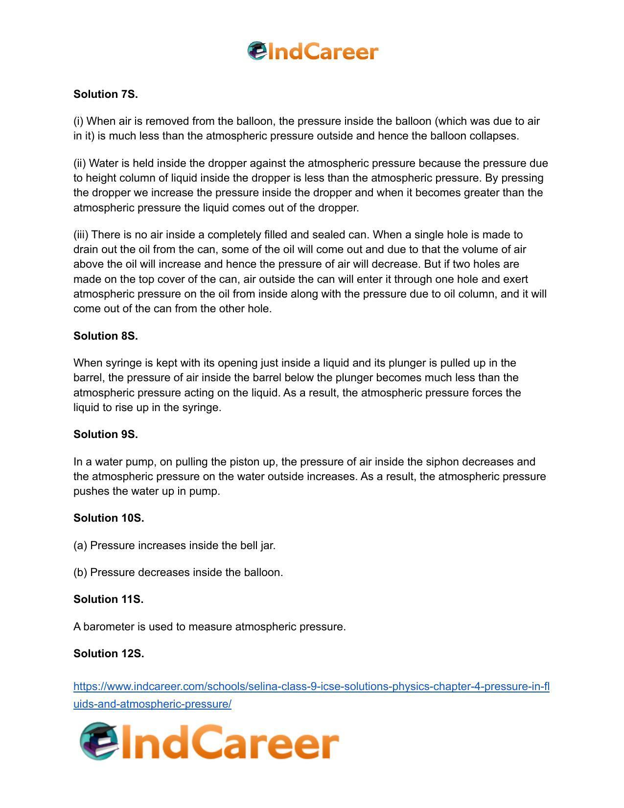 Selina Class 9 ICSE Solutions Physics : Chapter 4- Pressure in Fluids and Atmospheric Pressure - Page 18
