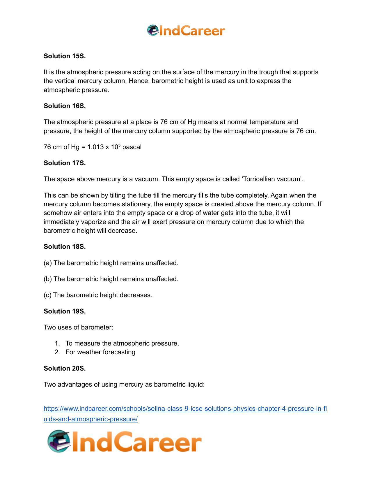 Selina Class 9 ICSE Solutions Physics : Chapter 4- Pressure in Fluids and Atmospheric Pressure - Page 21