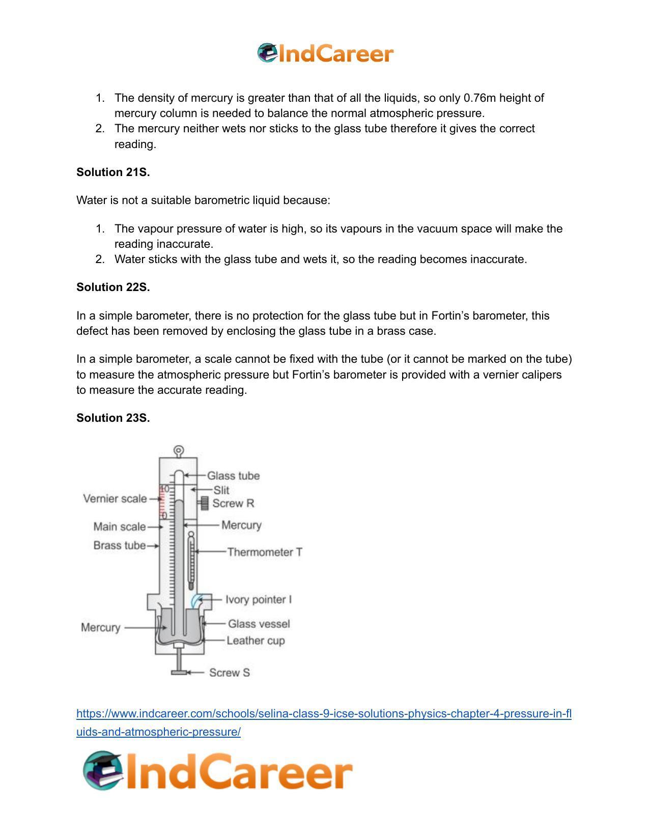 Selina Class 9 ICSE Solutions Physics : Chapter 4- Pressure in Fluids and Atmospheric Pressure - Page 22