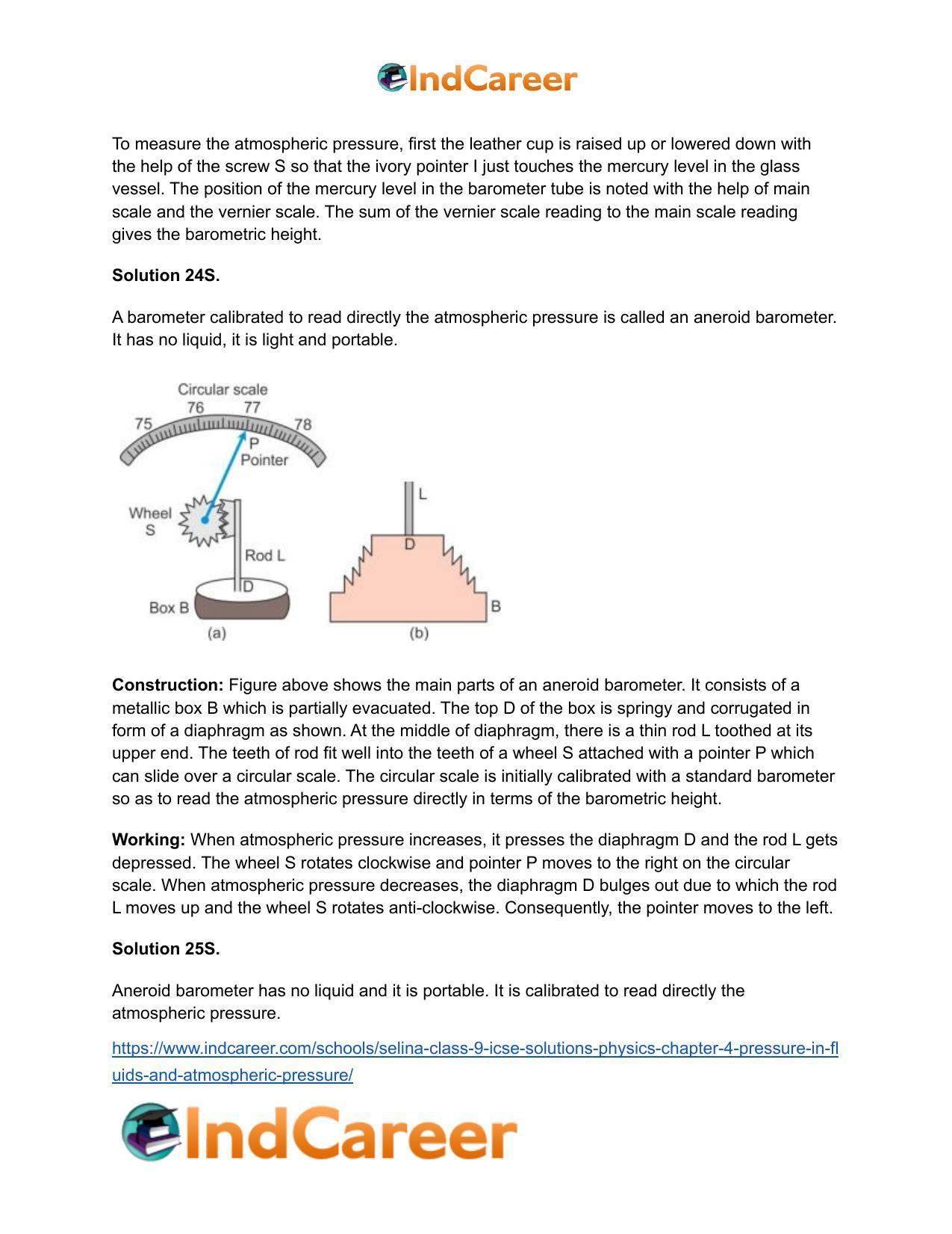 Selina Class 9 ICSE Solutions Physics : Chapter 4- Pressure in Fluids and Atmospheric Pressure - Page 23