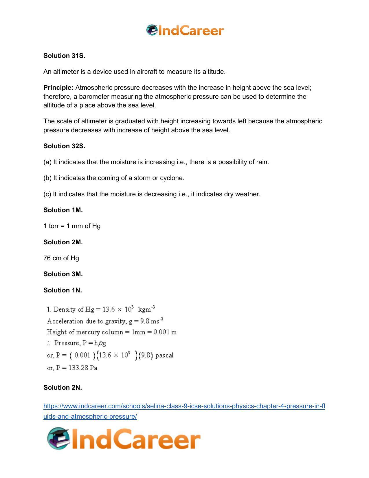 Selina Class 9 ICSE Solutions Physics : Chapter 4- Pressure in Fluids and Atmospheric Pressure - Page 25