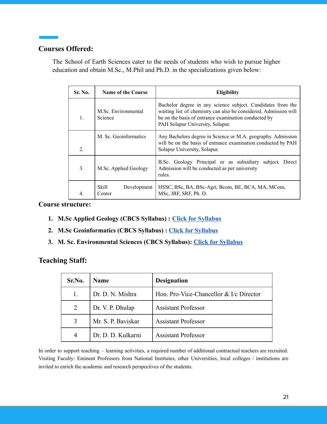 Solapur University, Solapur Prospectus 2021-22 - Page 22