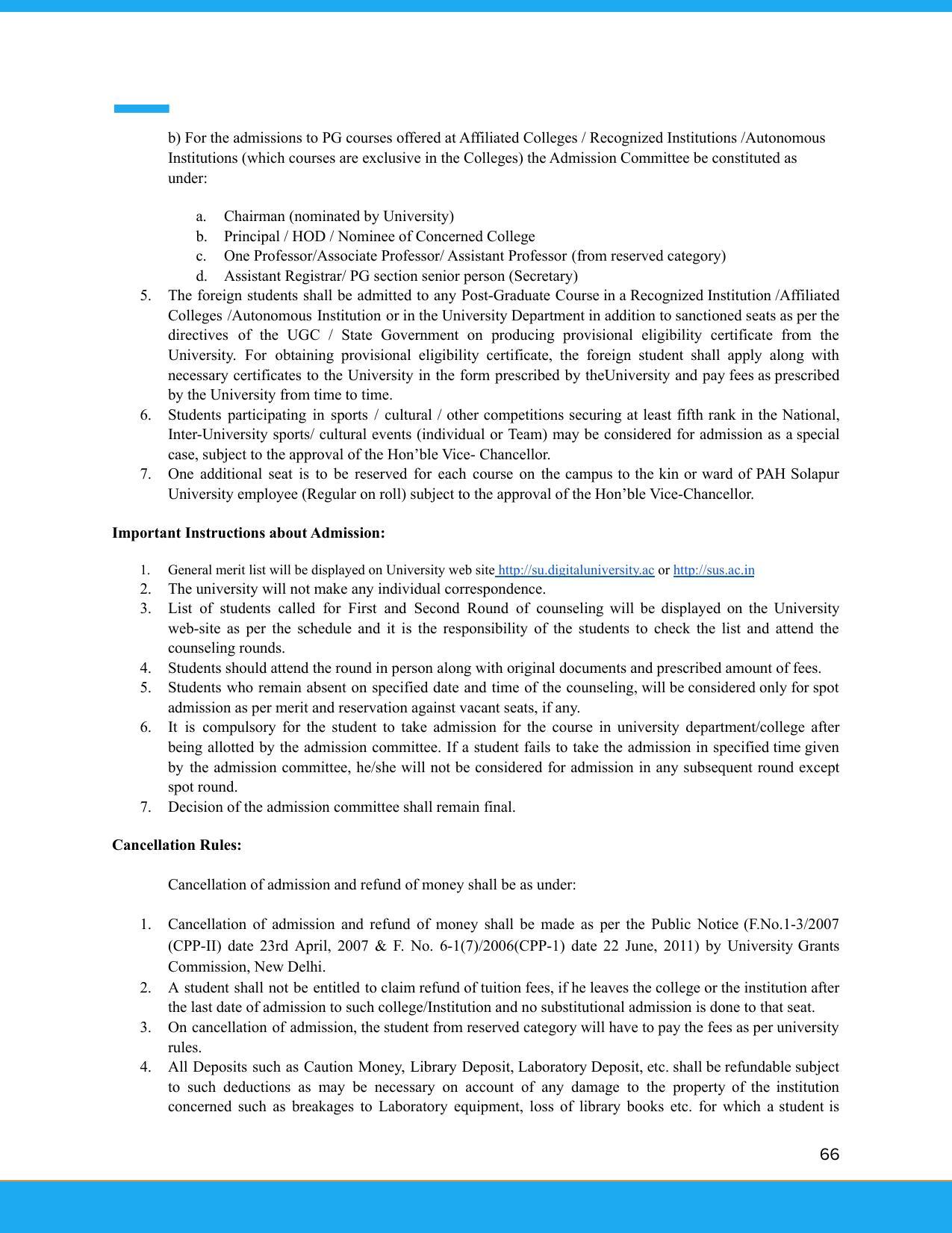 Solapur University, Solapur Prospectus 2021-22 - Page 67