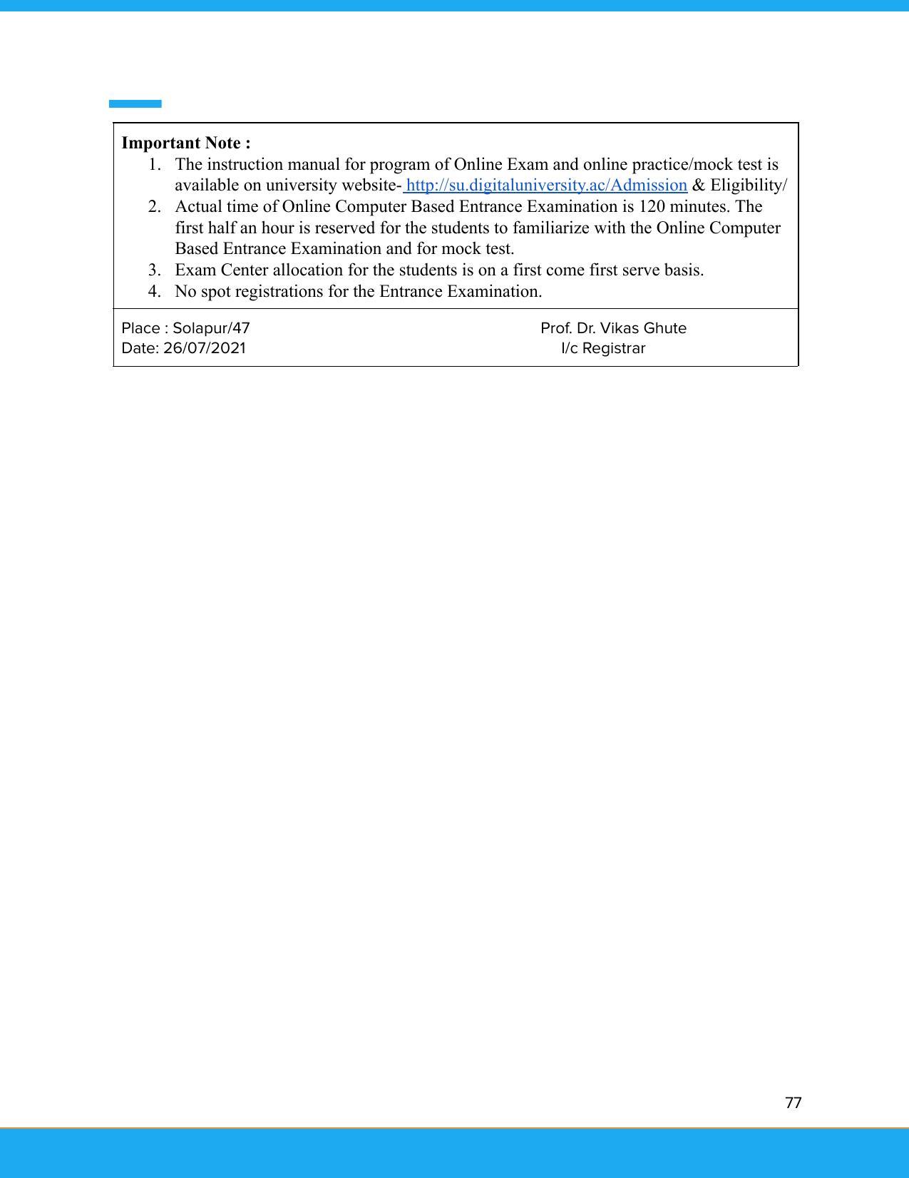 Solapur University, Solapur Prospectus 2021-22 - Page 78