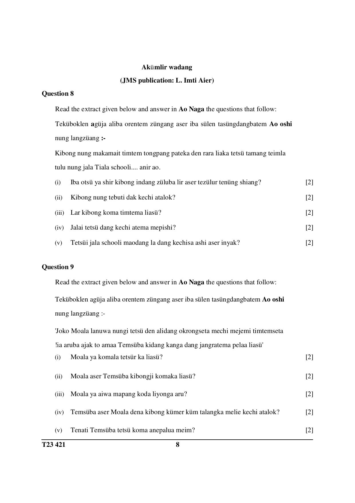 ICSE Class 10 AO NAGA 2023 Question Paper - Page 8
