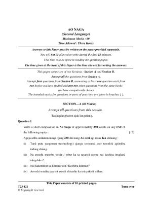ICSE Class 10 AO NAGA 2023 Question Paper