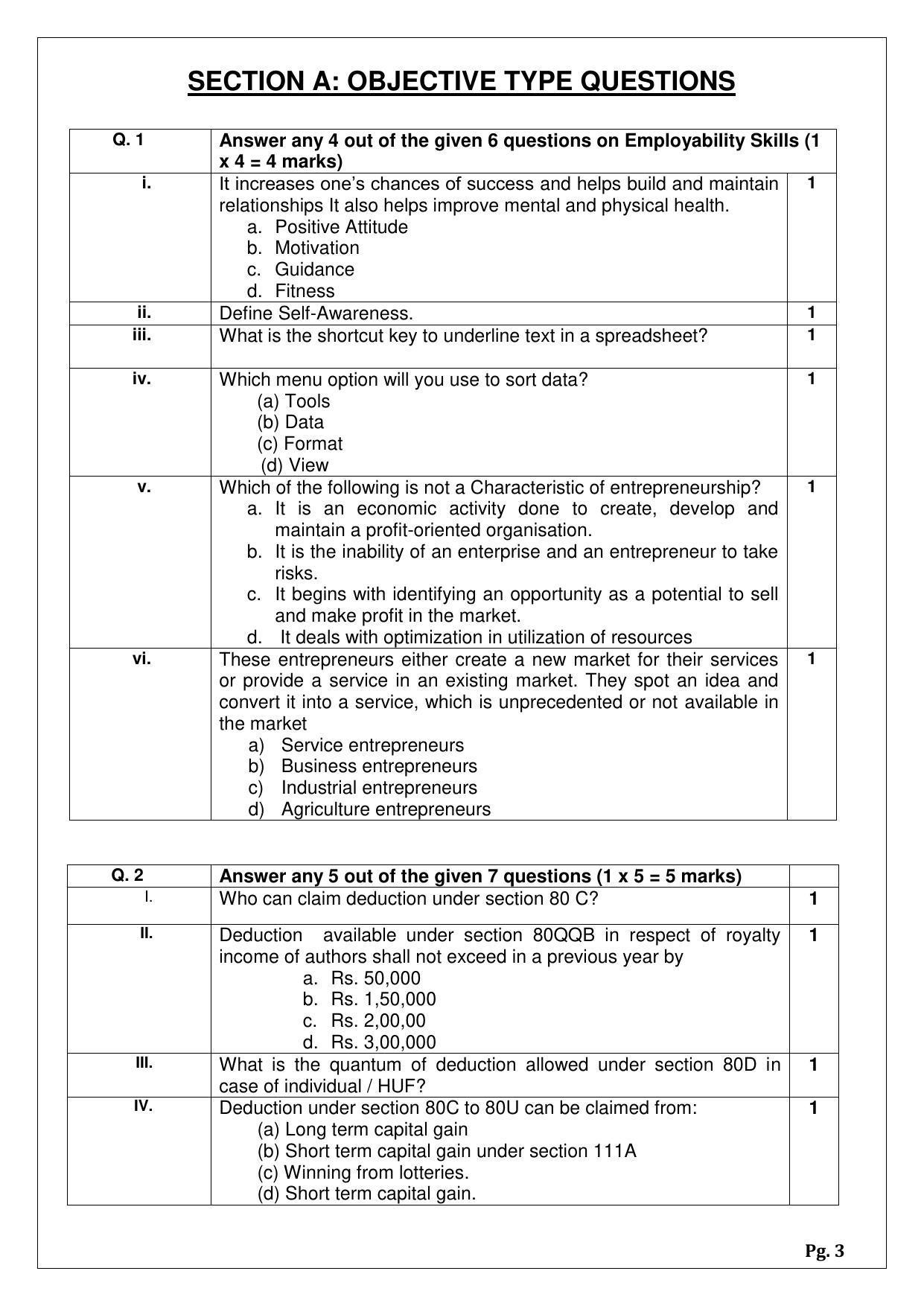 CBSE Class 12 Taxation (Skill Education) Sample Papers 2023 - Page 3