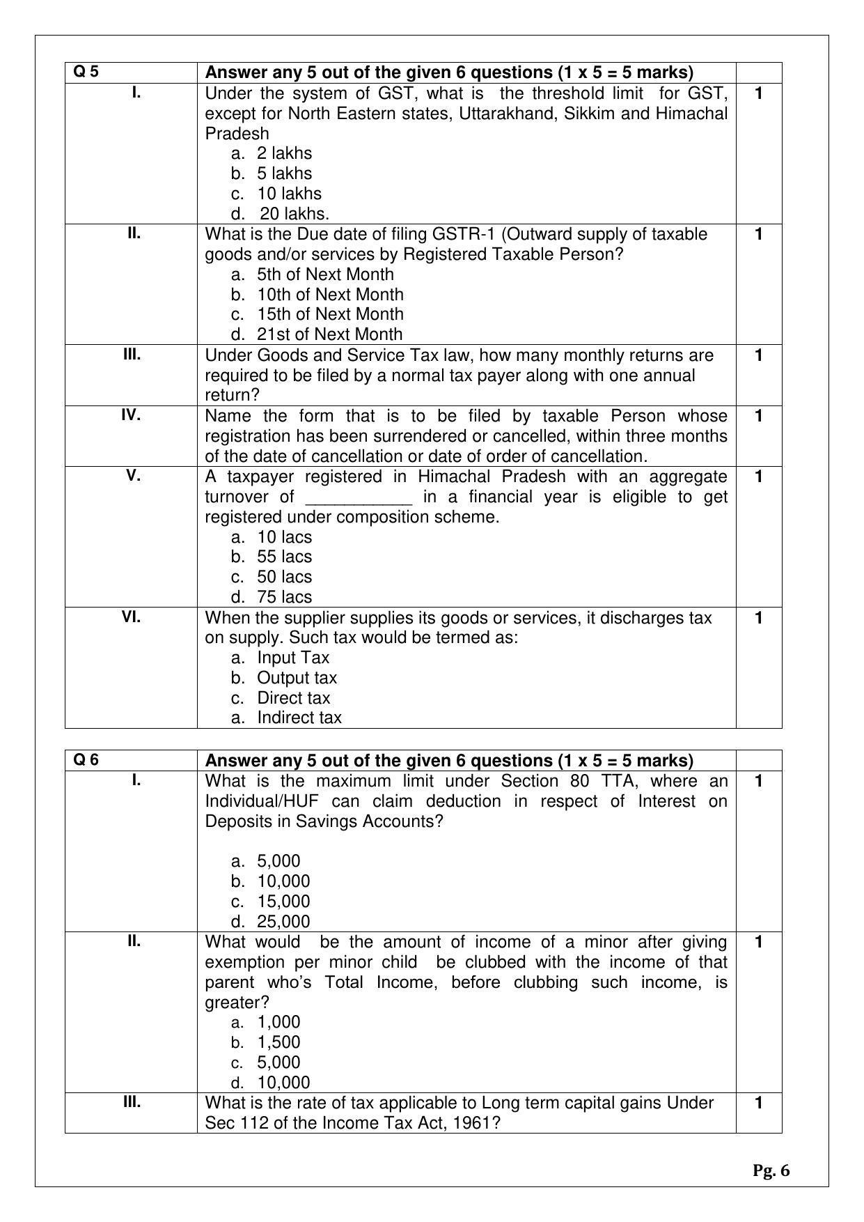 CBSE Class 12 Taxation (Skill Education) Sample Papers 2023 - Page 6