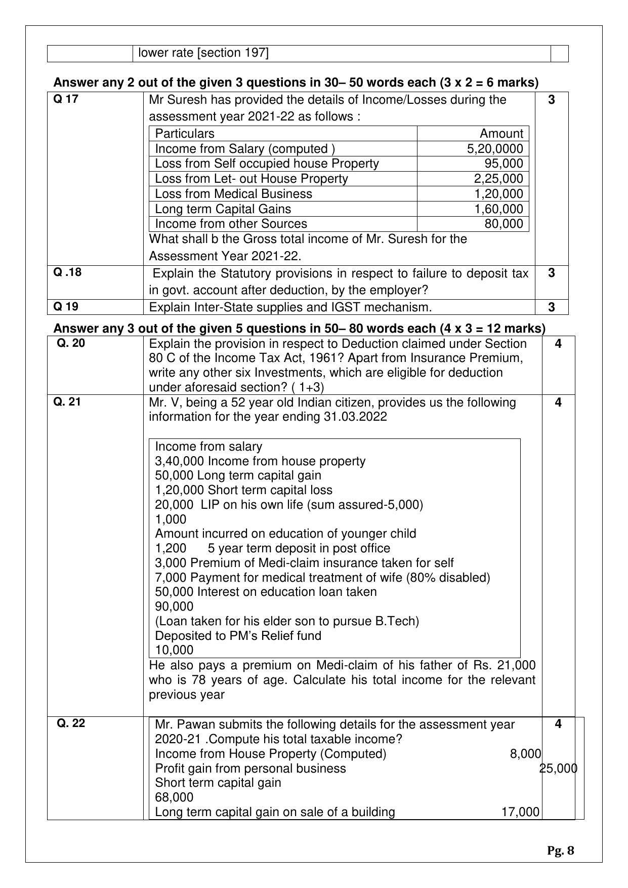 CBSE Class 12 Taxation (Skill Education) Sample Papers 2023 - Page 8