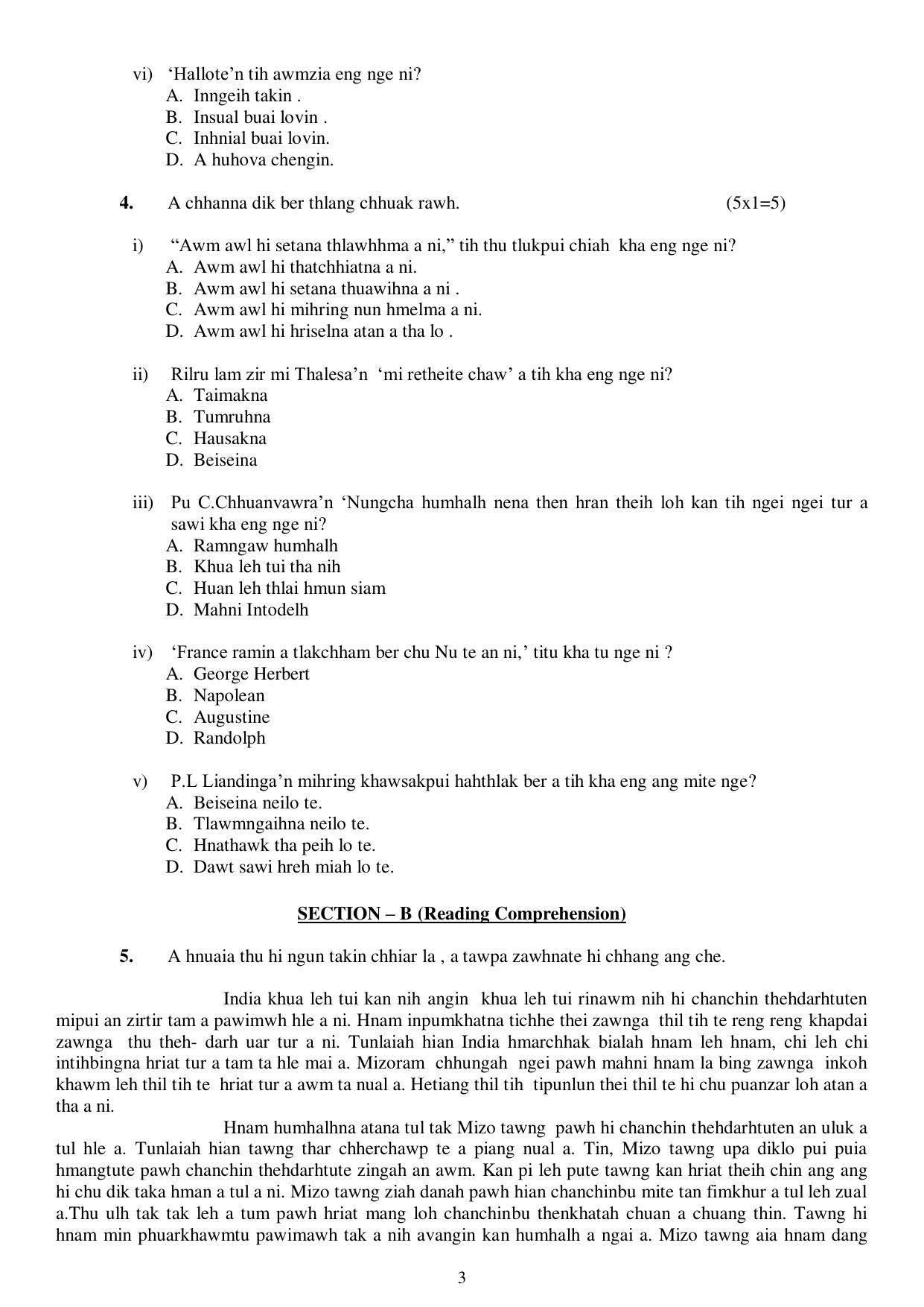 CBSE Class 10 Mizo Sample Paper 2025 - Page 3