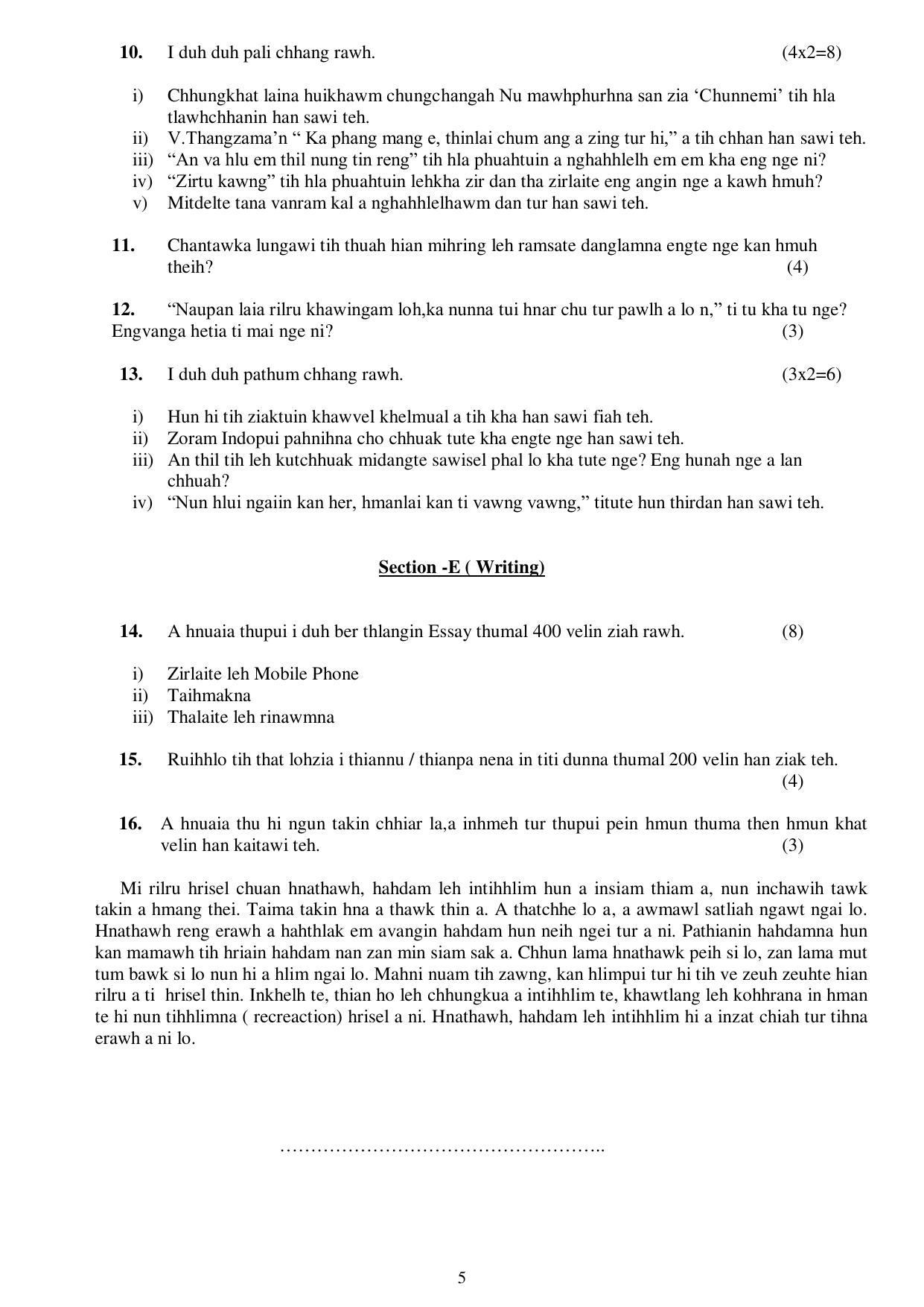 CBSE Class 10 Mizo Sample Paper 2025 - Page 5
