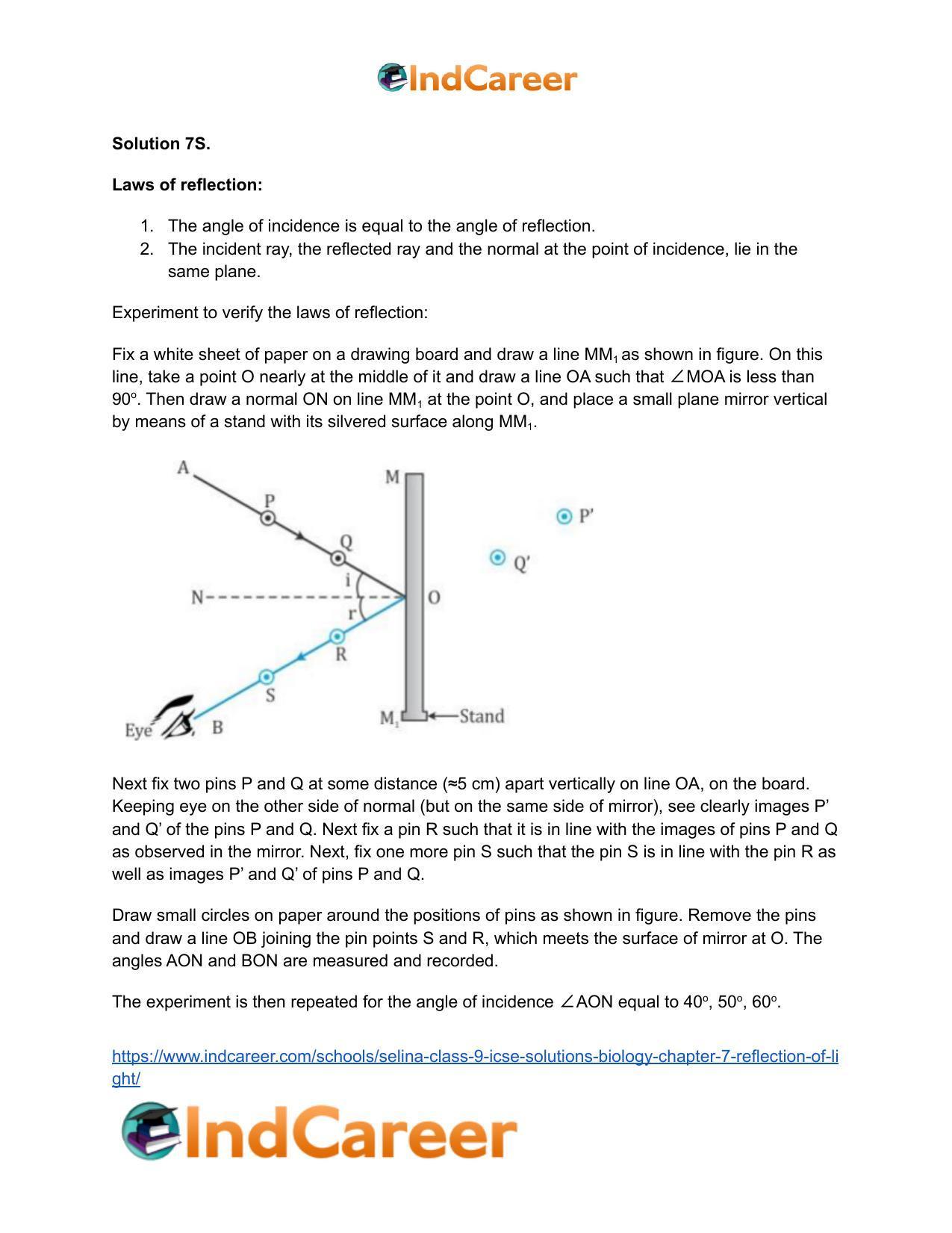 Selina Class 9 ICSE Solutions Biology : Chapter 7- Reflection of Light - Page 5