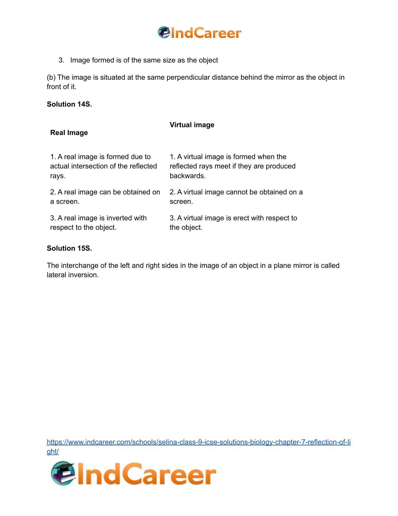 Selina Class 9 ICSE Solutions Biology : Chapter 7- Reflection of Light - Page 9