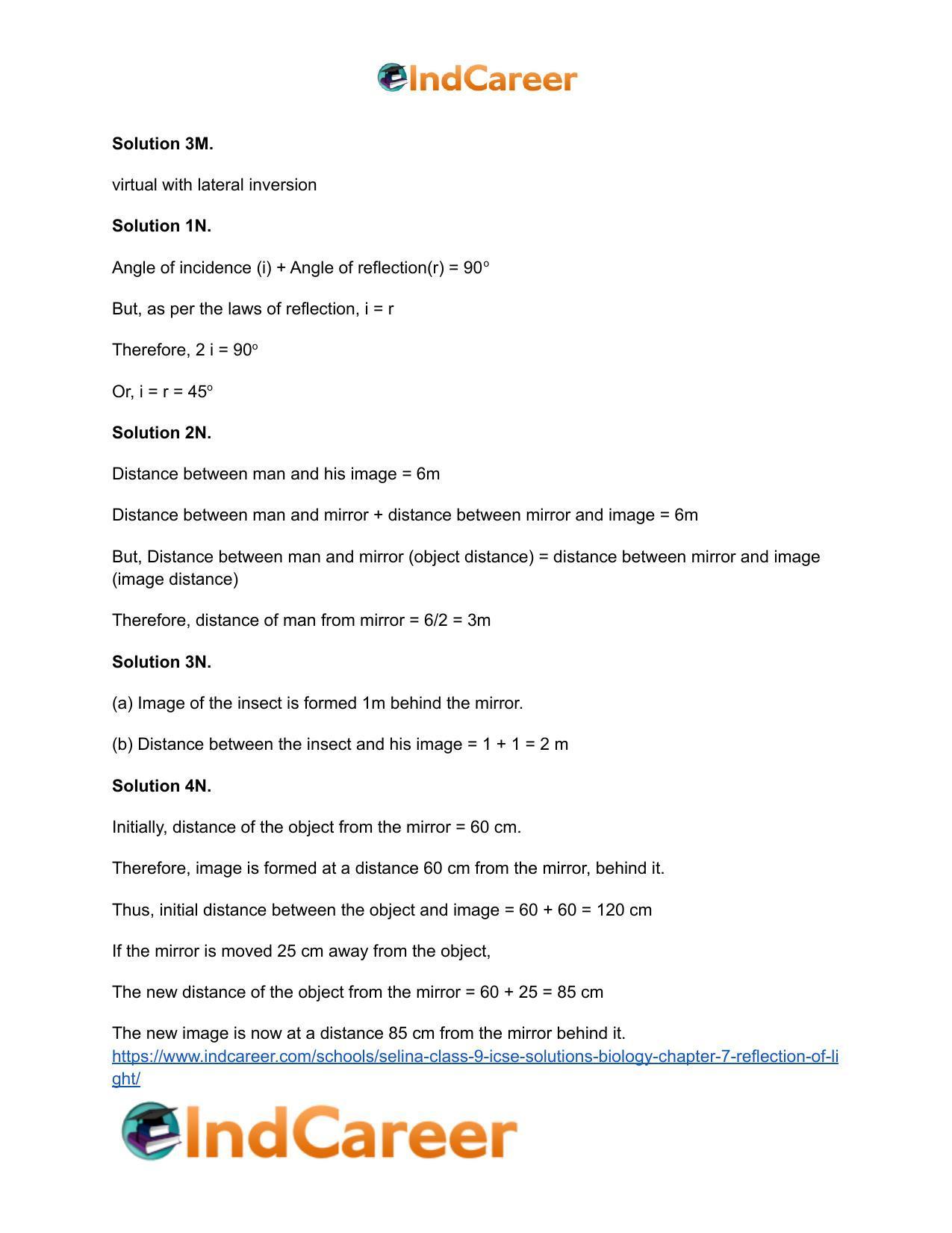 Selina Class 9 ICSE Solutions Biology : Chapter 7- Reflection of Light - Page 11