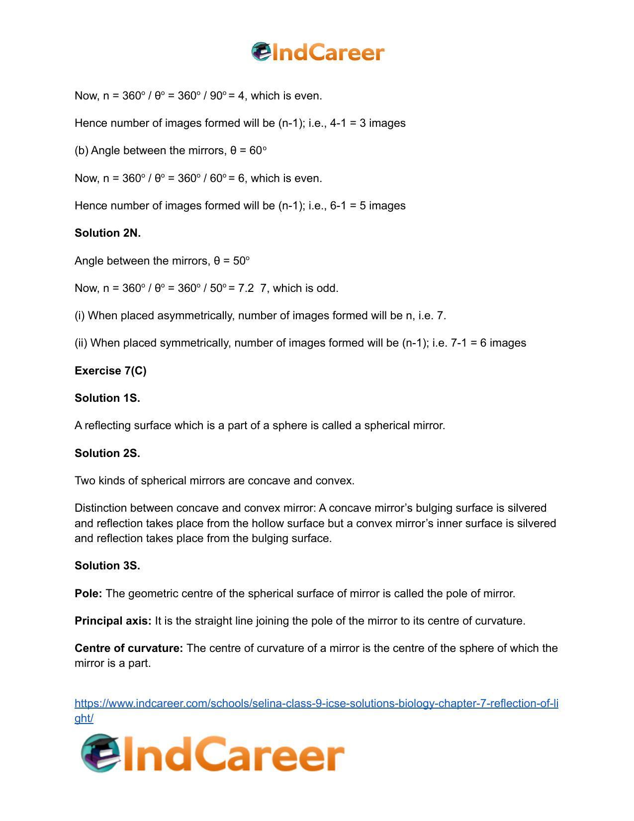 Selina Class 9 ICSE Solutions Biology : Chapter 7- Reflection of Light - Page 15