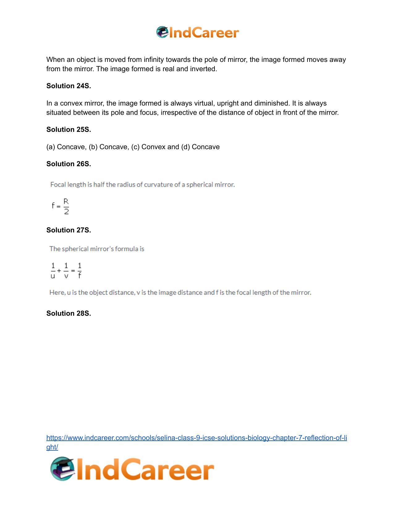 Selina Class 9 ICSE Solutions Biology : Chapter 7- Reflection of Light - Page 26