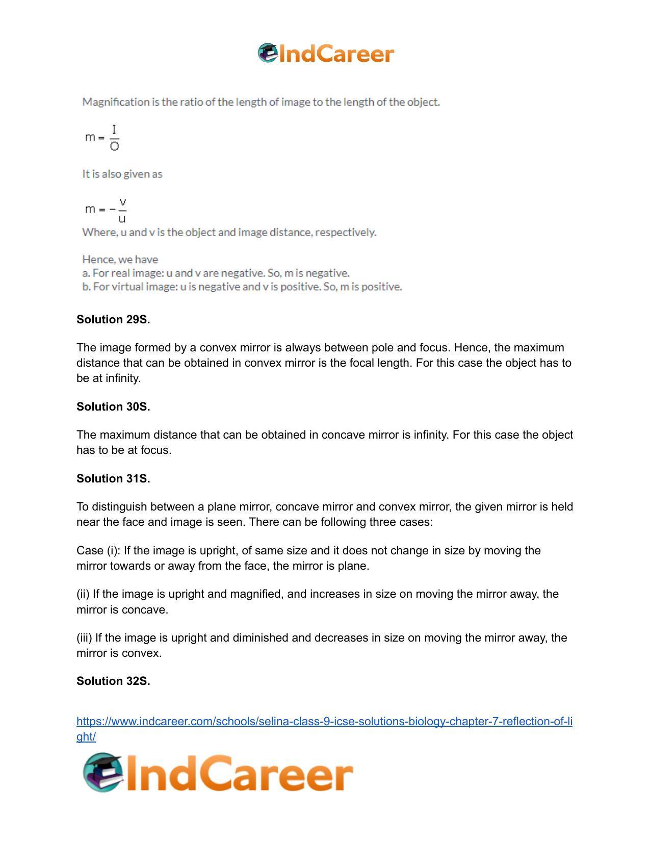 Selina Class 9 ICSE Solutions Biology : Chapter 7- Reflection of Light - Page 27