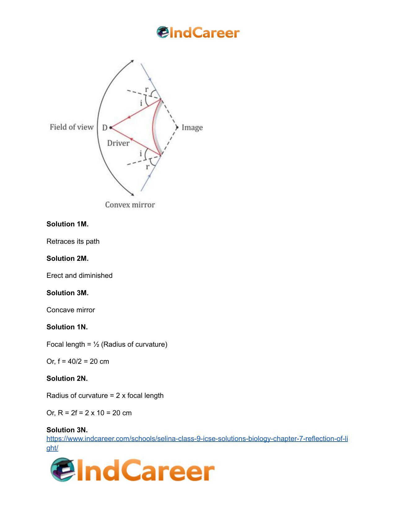 Selina Class 9 ICSE Solutions Biology : Chapter 7- Reflection of Light - Page 29