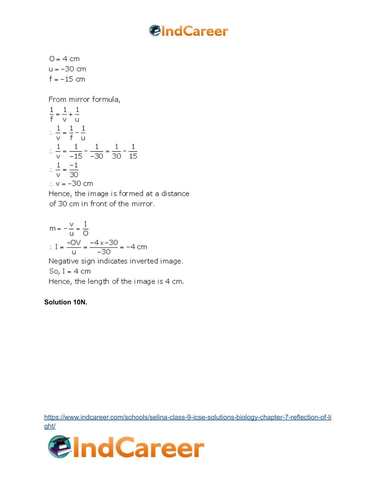 Selina Class 9 ICSE Solutions Biology : Chapter 7- Reflection of Light - Page 33